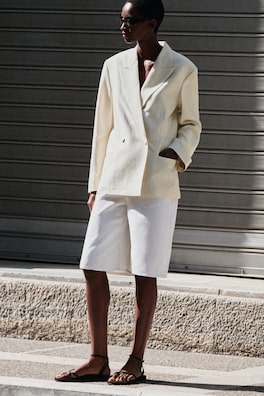 KNEE-LENGTH DENIM SHORTS — WHITE 6