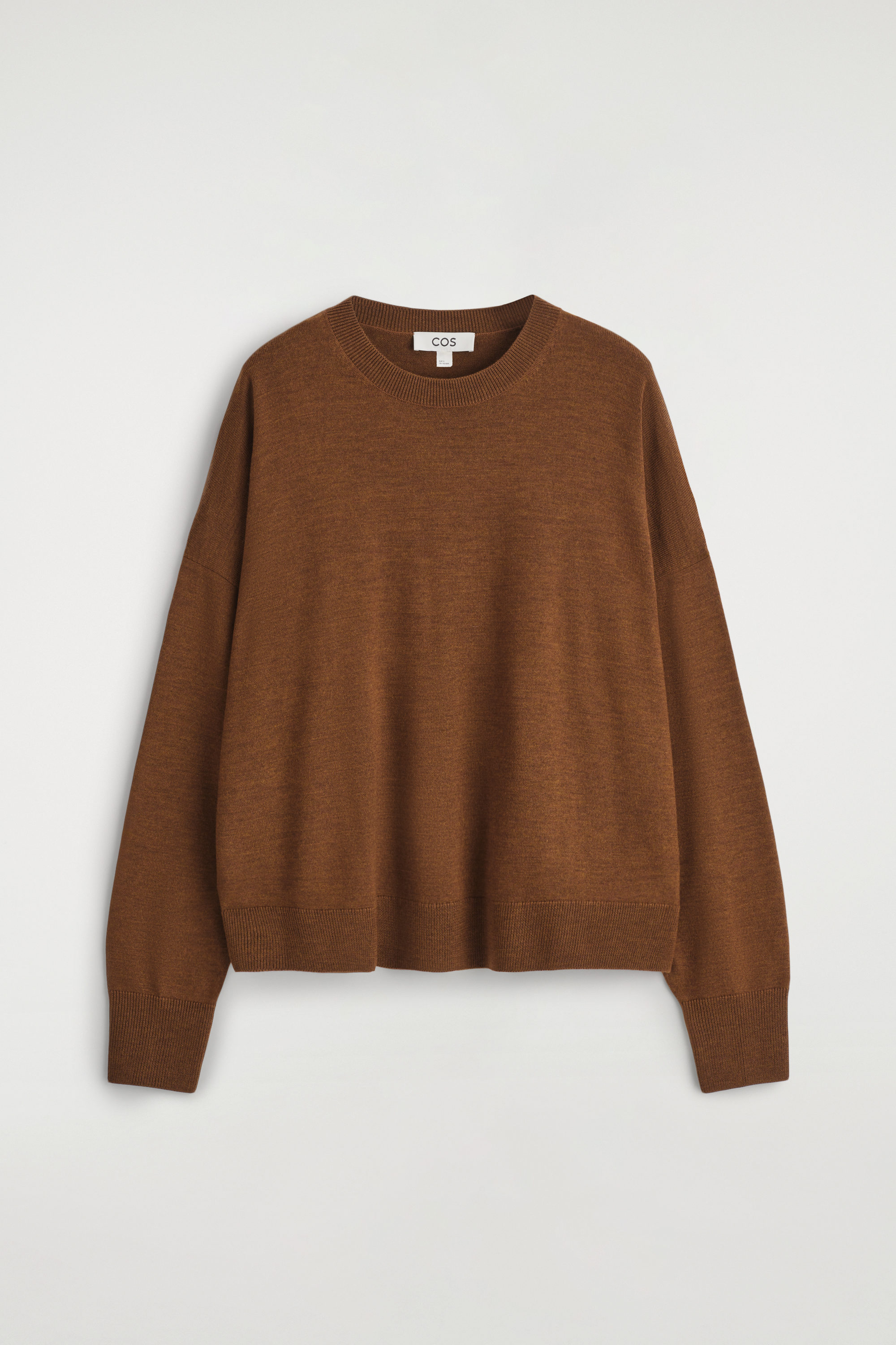 MERINO WOOL CREW-NECK SWEATER - BROWN MÉLANGE | COS