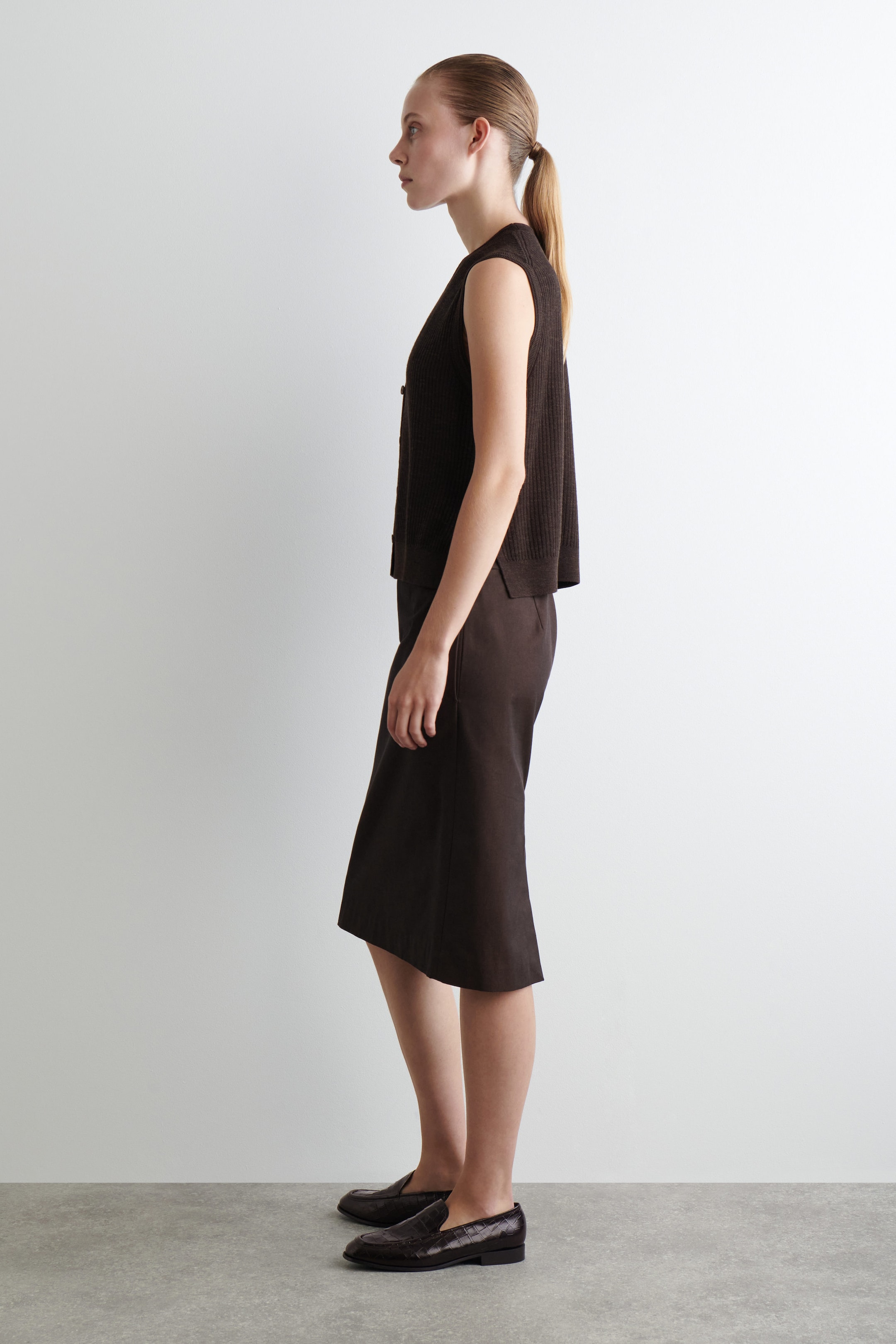 RIBBED MERINO WOOL-BLEND VEST