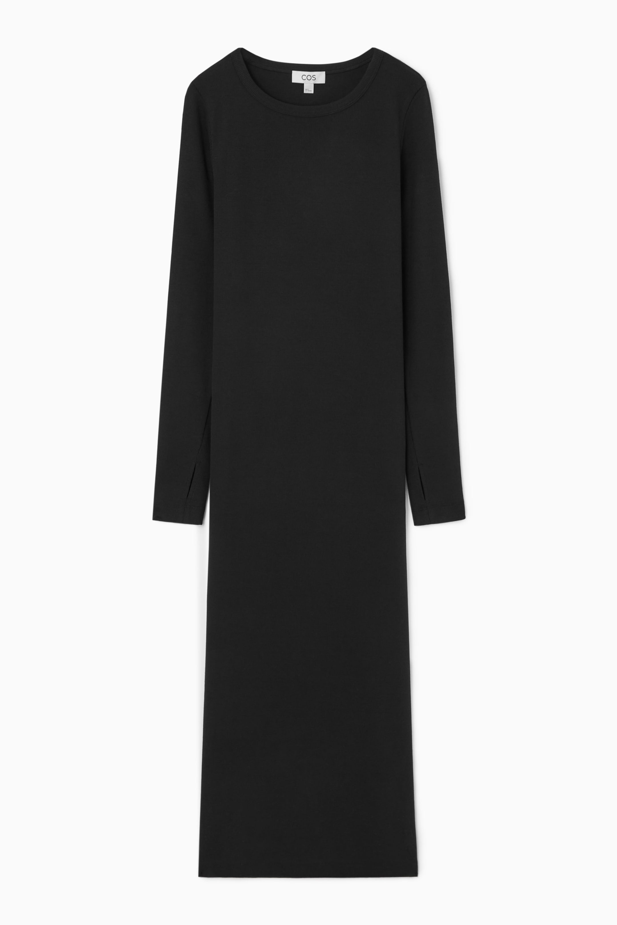 RIBBED LONG-SLEEVED MIDI DRESS