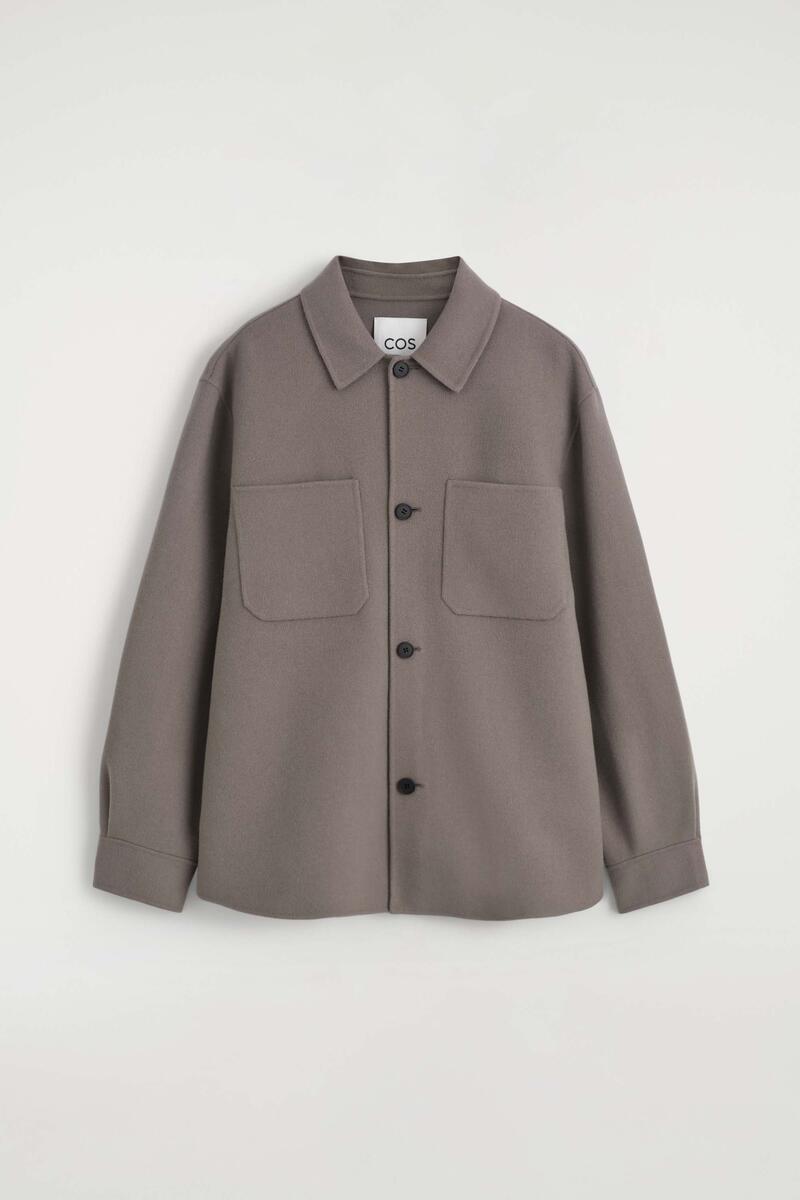 Double-Faced Wool Overshirt in Purple