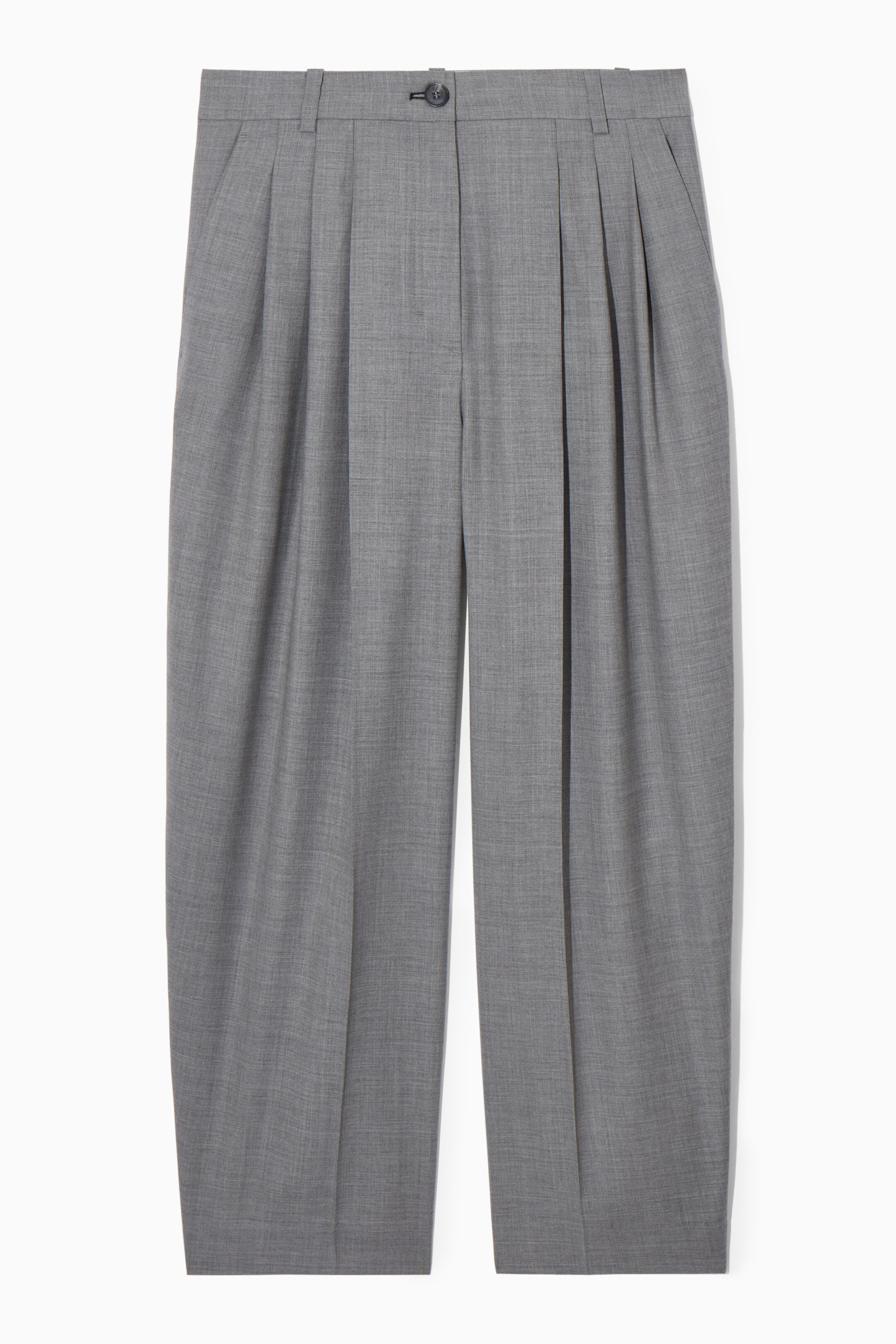 Ingrandisci l'immagine: REGULAR WOOL BARREL-LEG TROUSERS - GREY MÉLANGE - DONNA | H&M CH 1