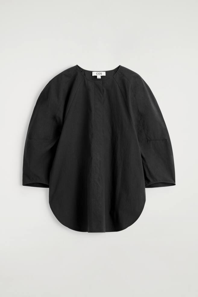 SKULPTURALE BLUSE AUS POPELINE AUS PIMA-BAUMWOLLE - SCHWARZ/WEISS - 1