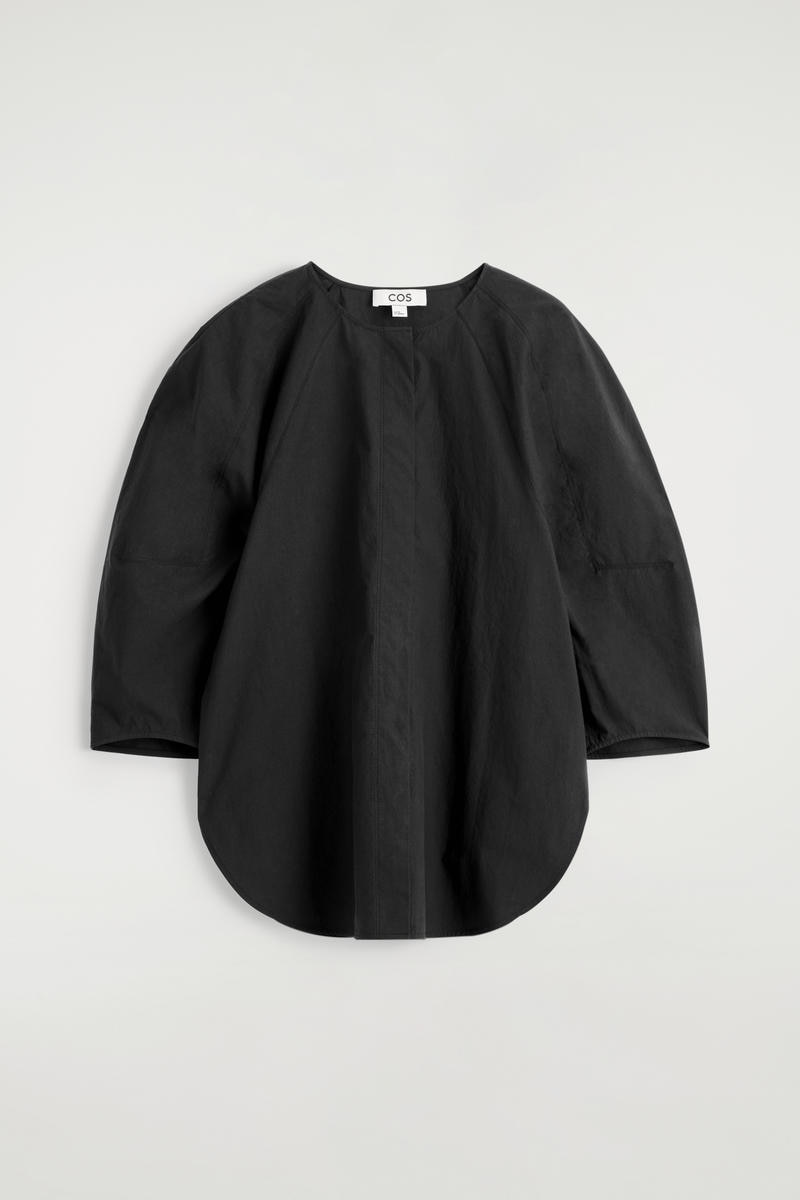 Sculptural Pima Cotton-Poplin Blouse
