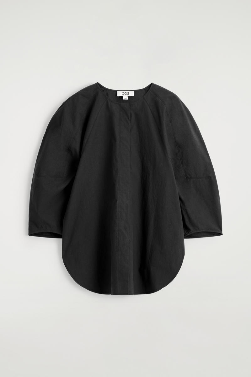 Sculptural Pima Cotton-Poplin Blouse
