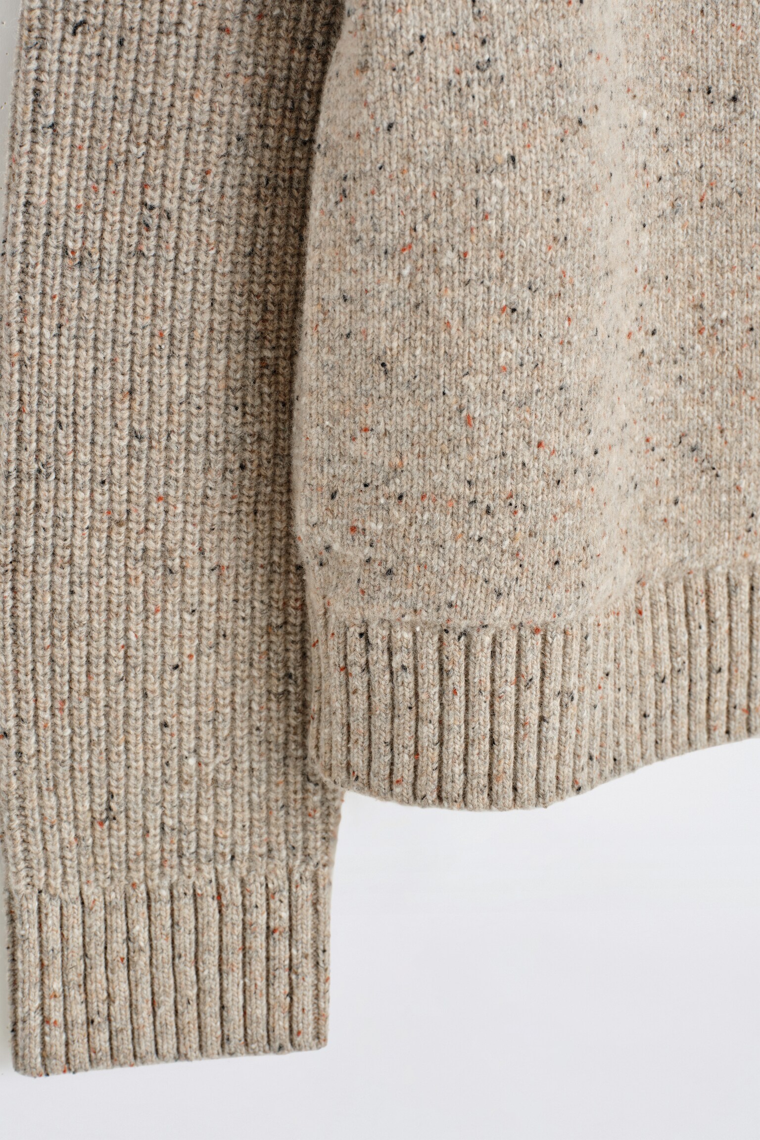 CARDIGAN DEMI-ZIPPÉ EN LAINE EFFET DONEGAL - BEIGE CHINÉ - 4