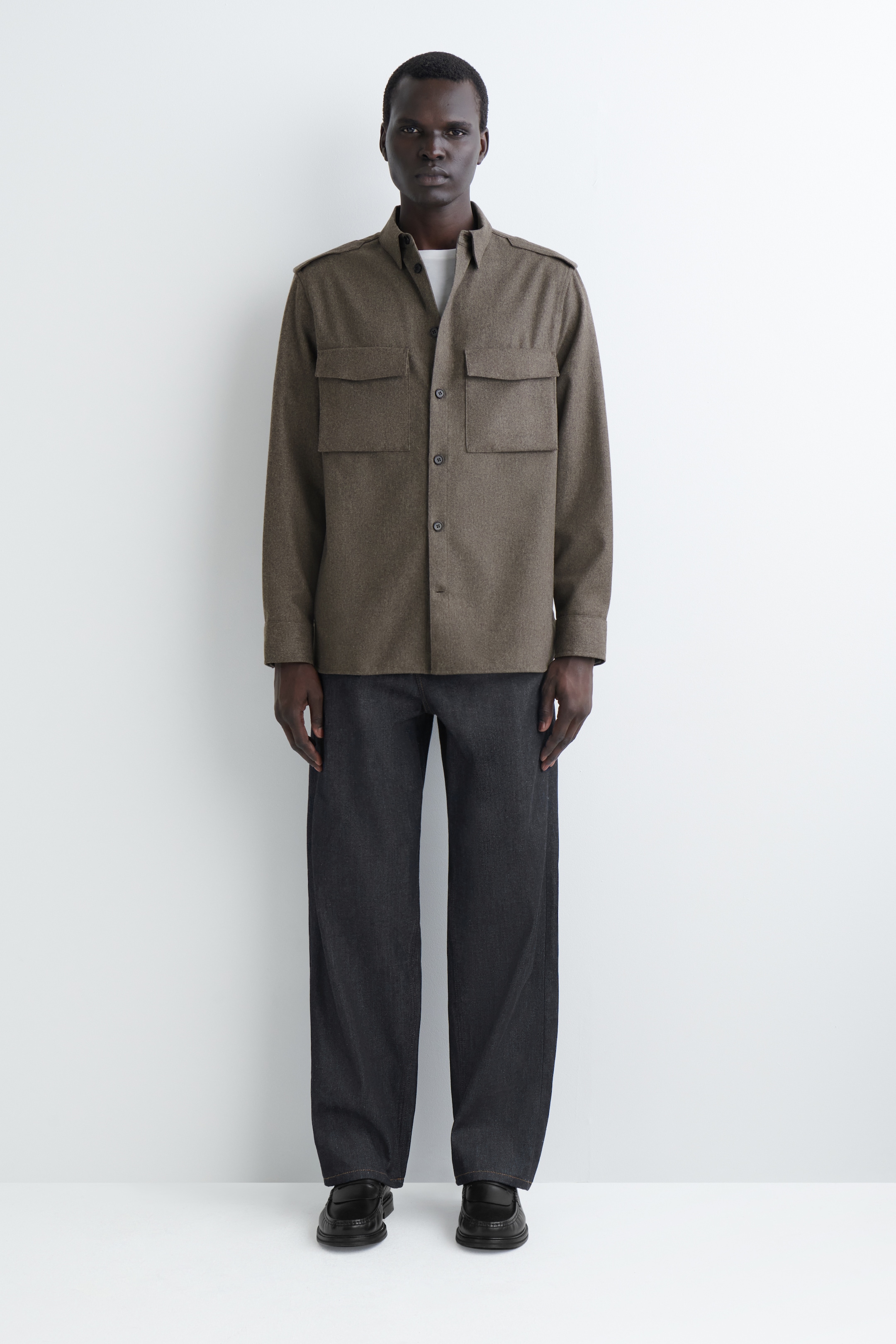 View larger image: BUTTON-DOWN COLLAR WOOL SHIRT - STONE - Men | H&M GB 2