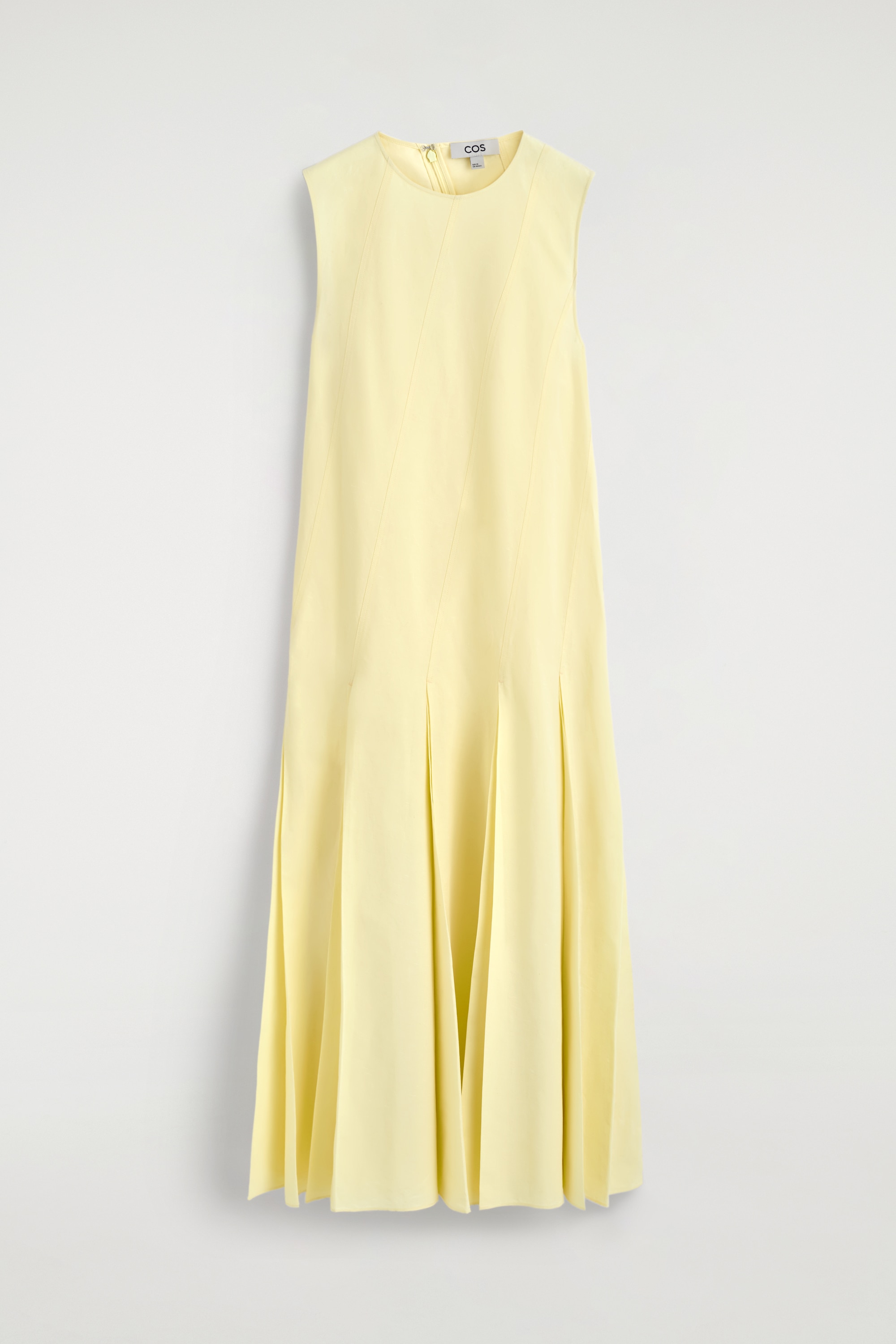 PLEATED COTTON-LINEN MAXI DRESS - YELLOW/BLACK
