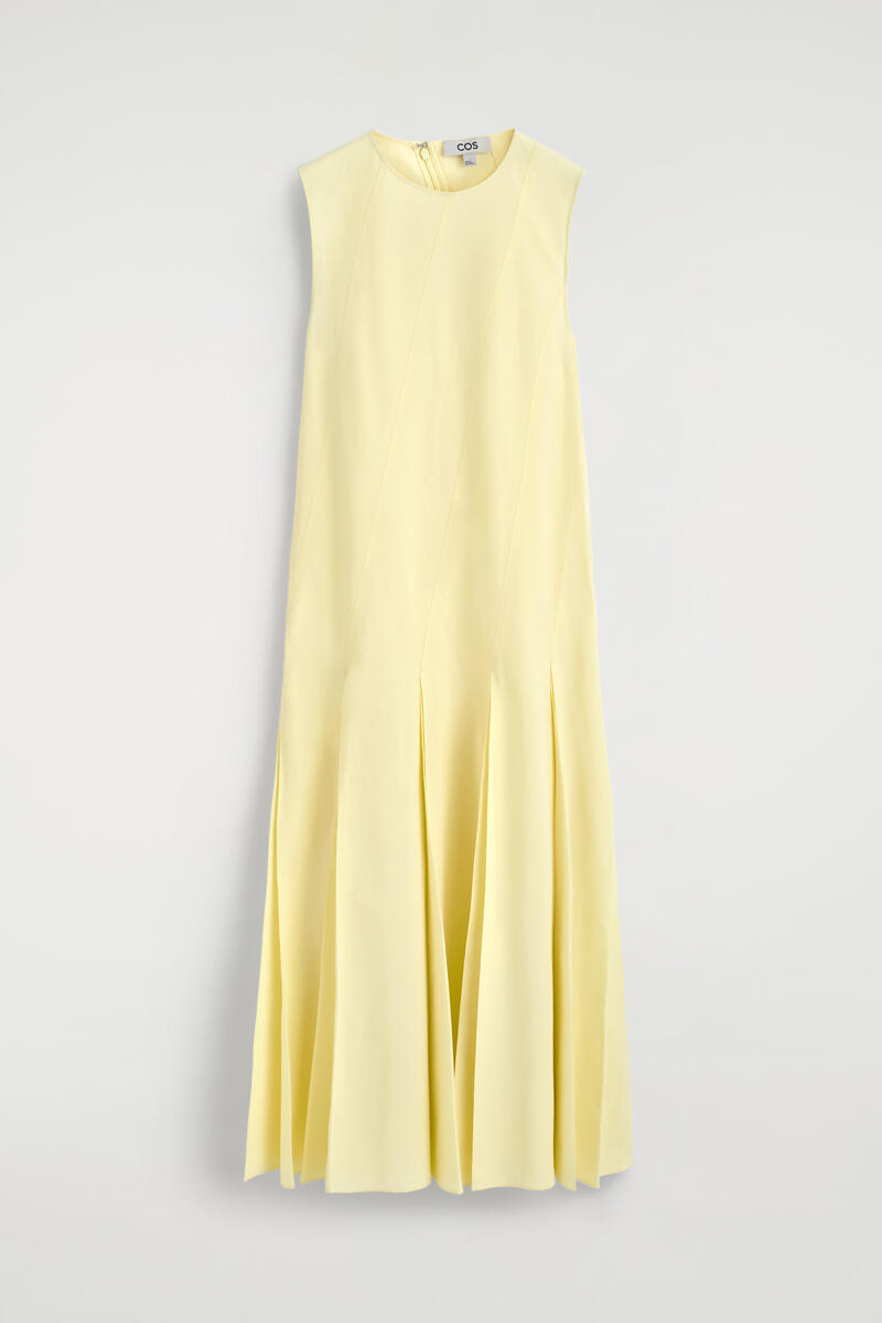 Pleated Cotton-Linen Maxi Dress