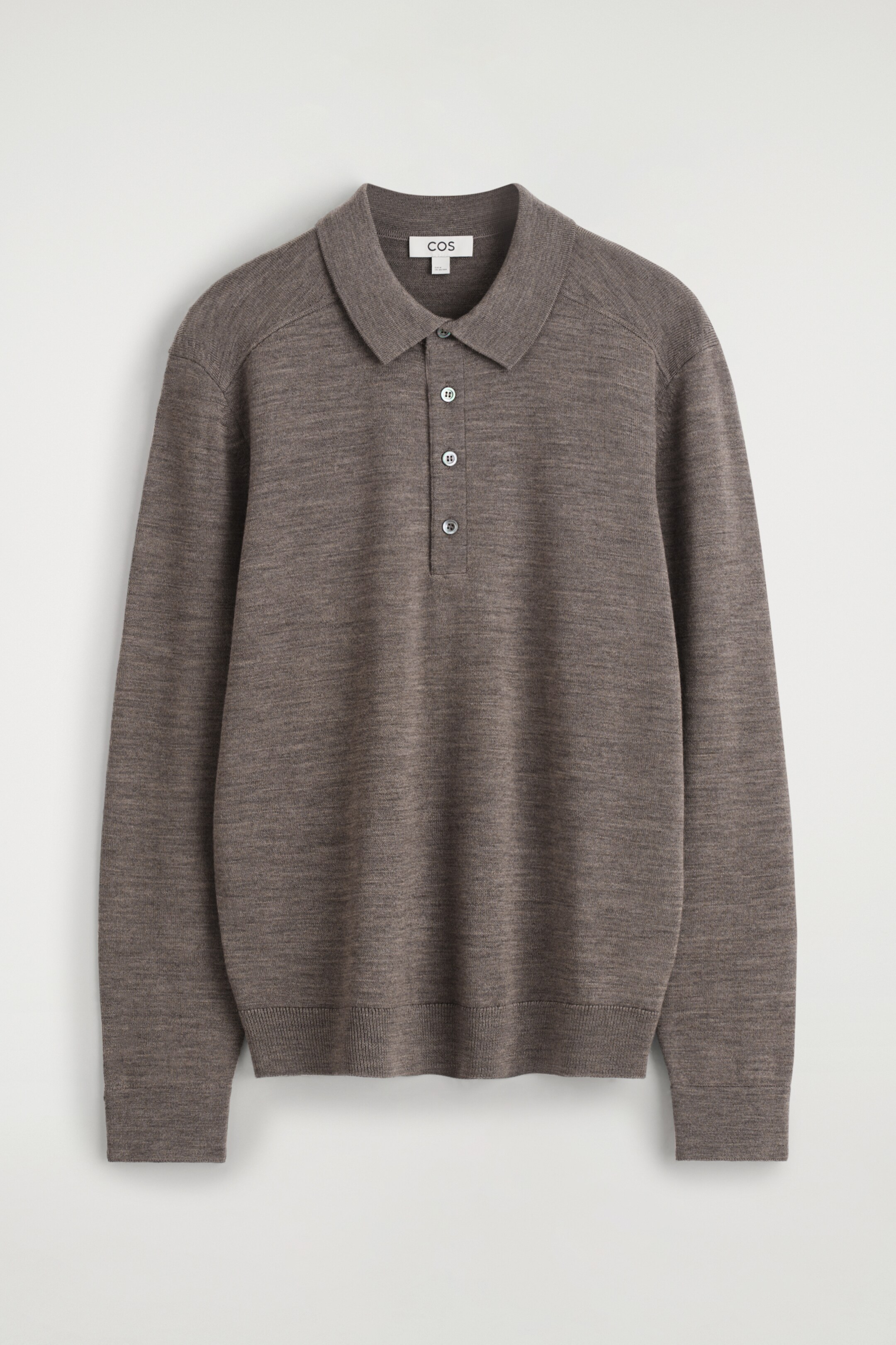 Grotere afbeelding bekijken: GEBREIDE MERINO WOL POLOSHIRT - BEIGE MÉLANGE - HEREN | H&M BE 6