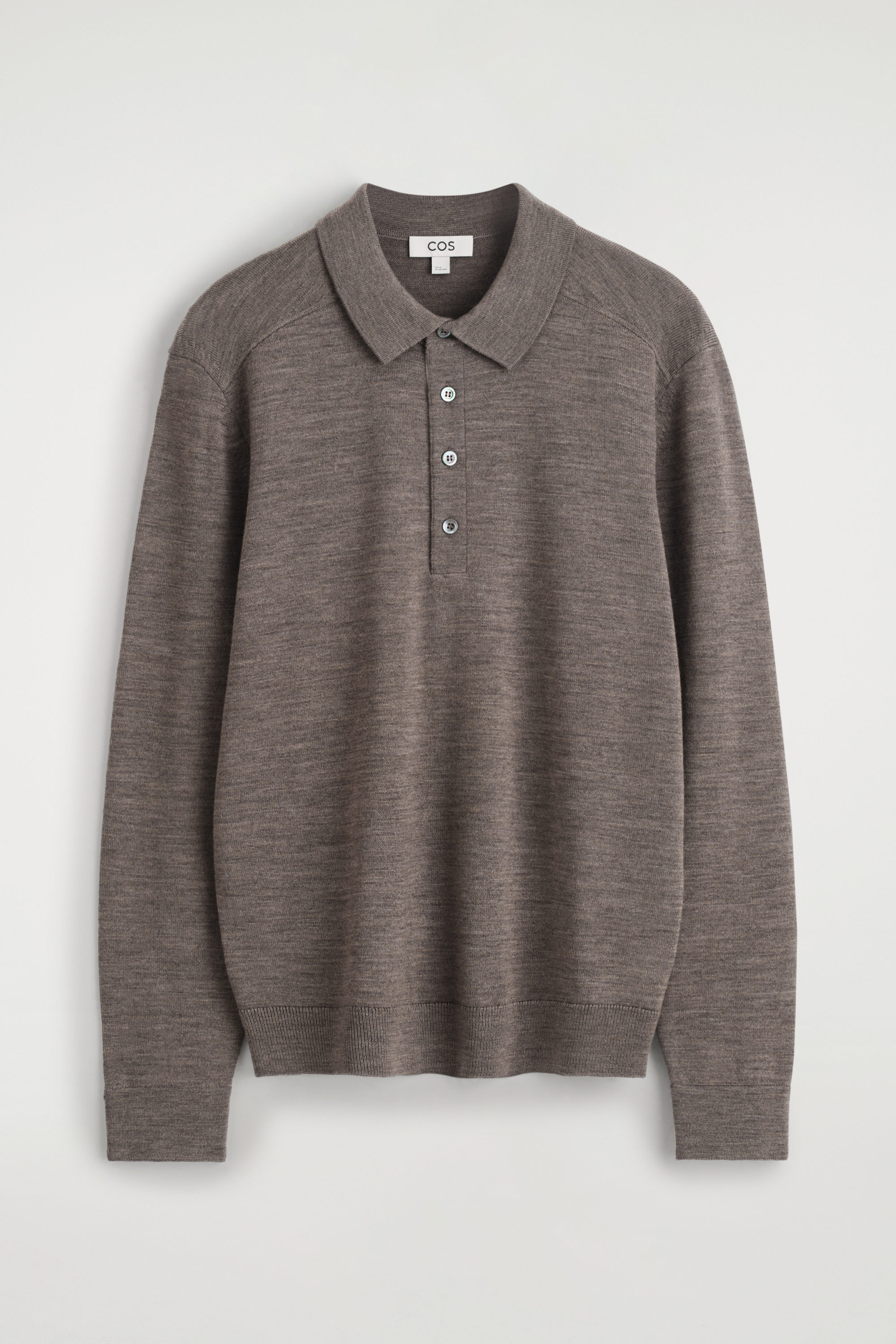 KNITTED MERINO WOOL POLO SHIRT - GRAY MÉLANGE | COS