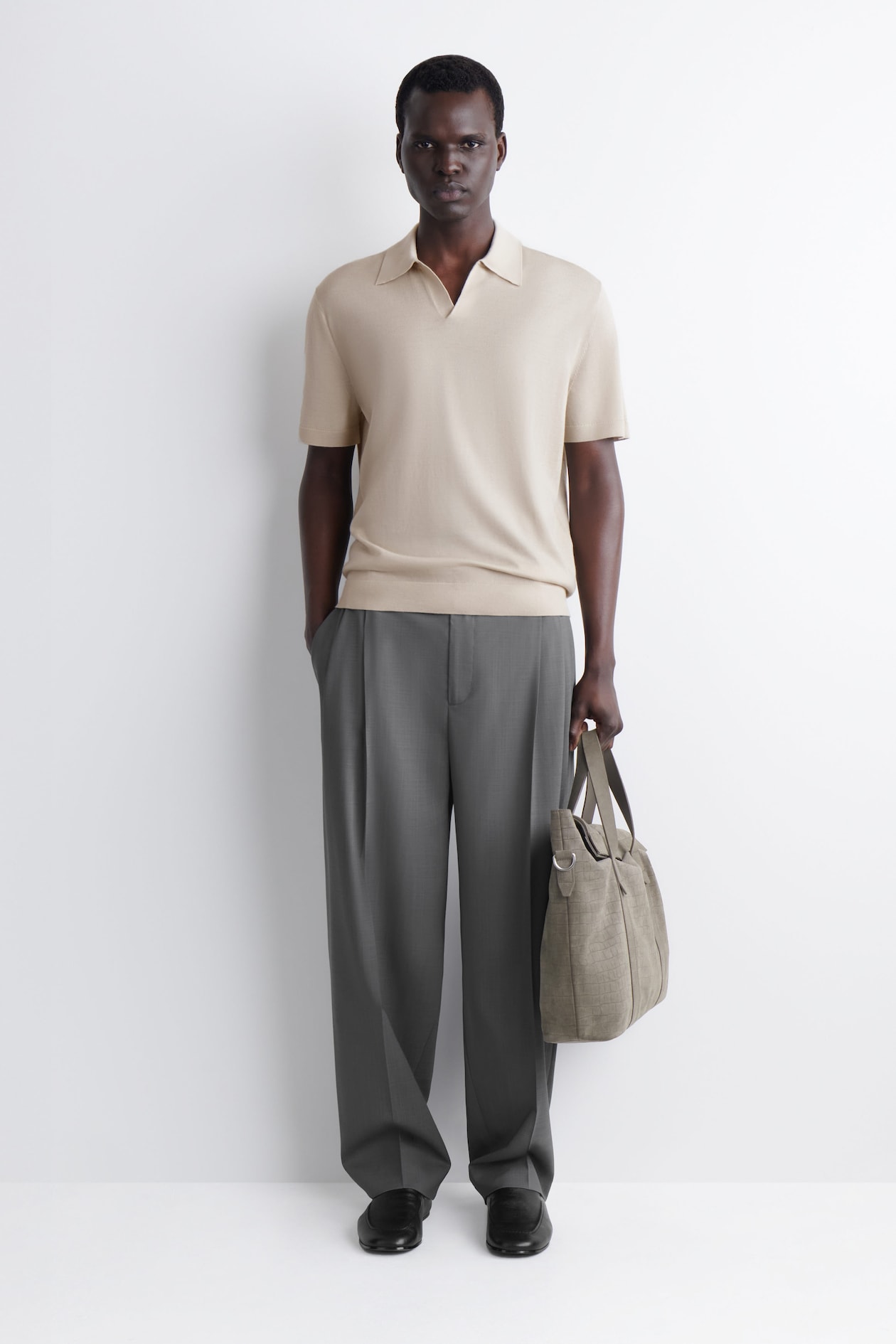 MERINO WOOL POLO SHIRT — ECRU