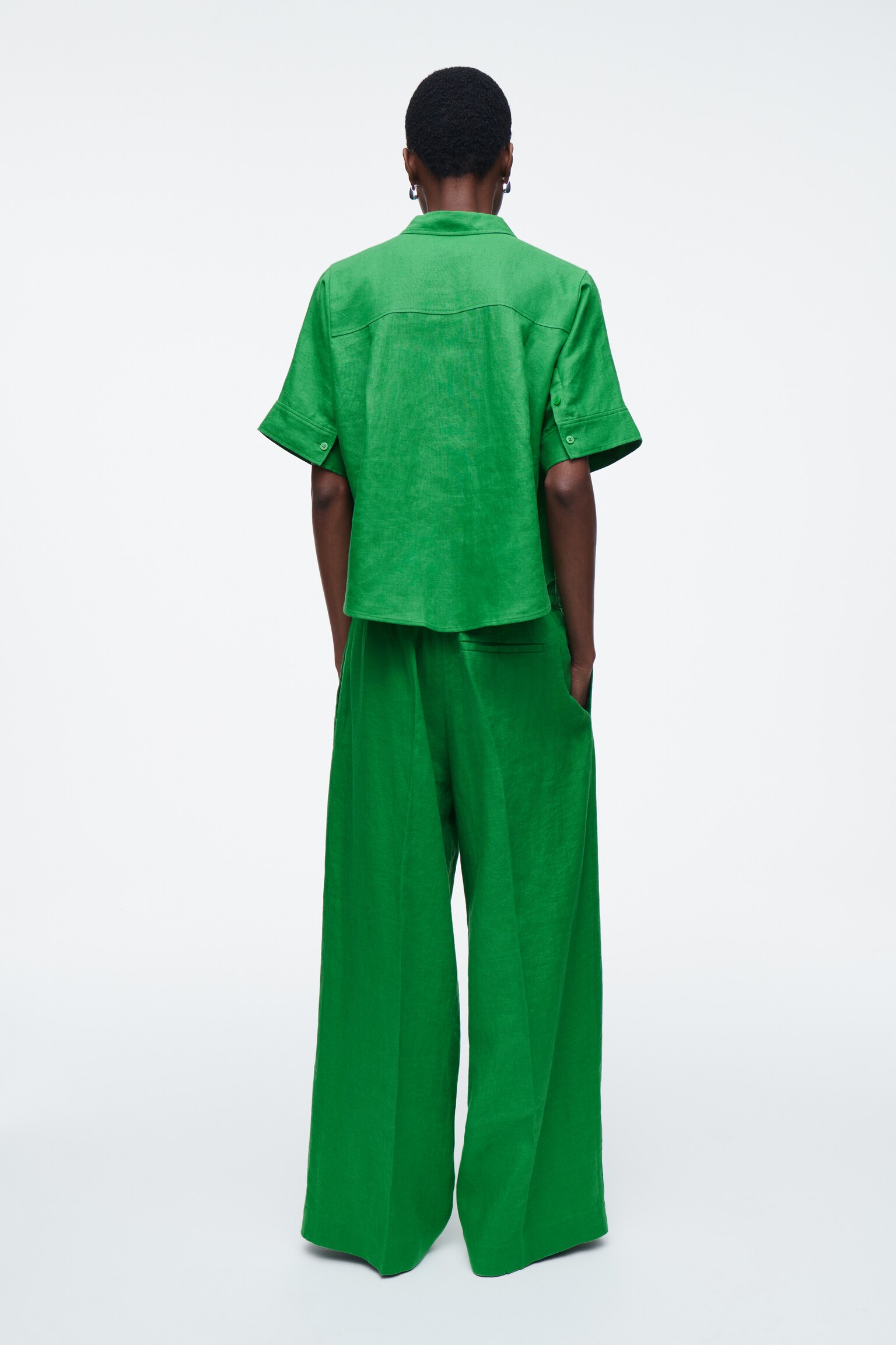 CHEMISE MANCHES COURTES SILHOUETTE CARRÉE EN LIN - VERT/BLANC/BLEU MARINE/JAUNE BEURRE - 3