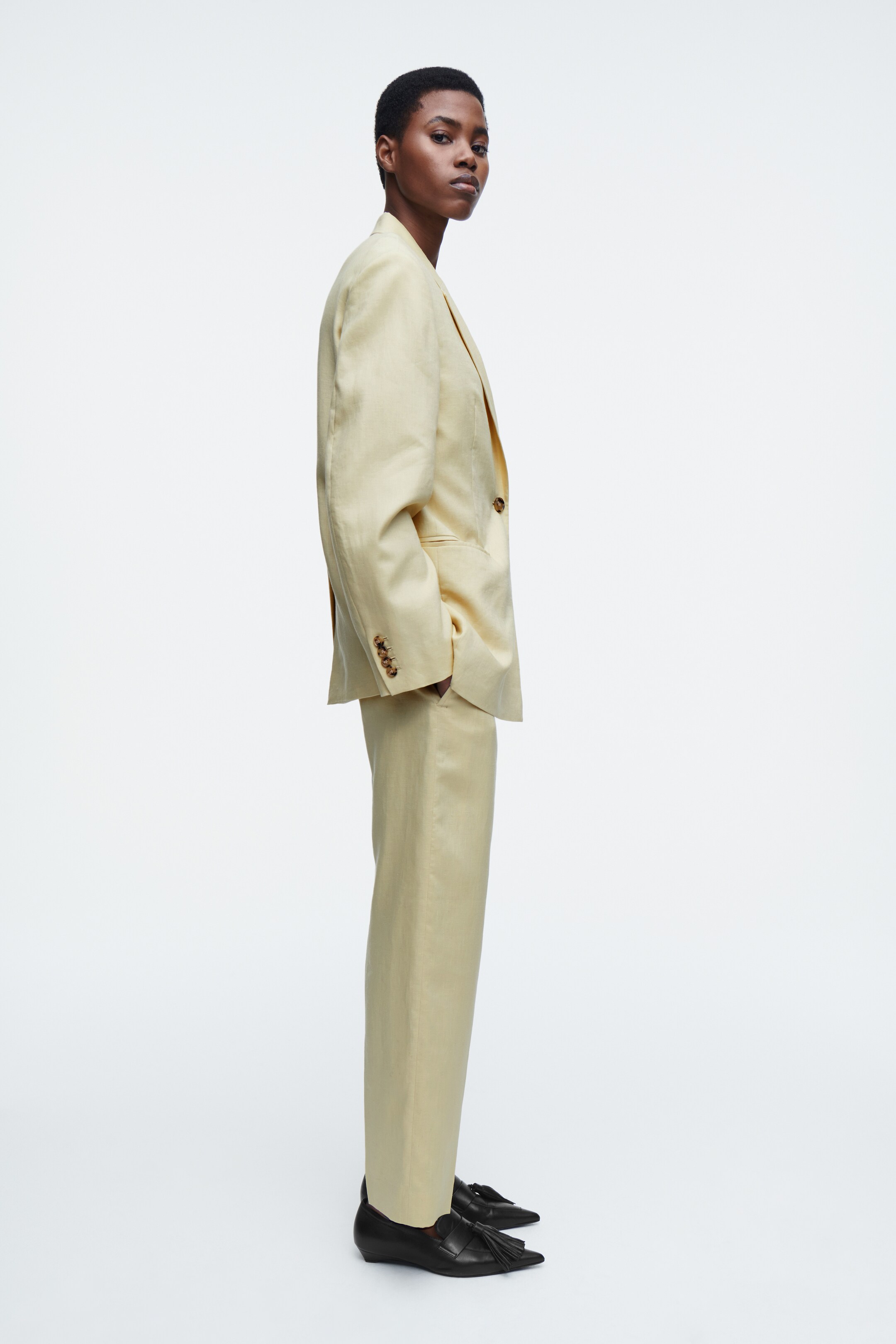 Agrandir l'image: PANTALON SLIM EN LIN - JAUNE BEURRE - FEMME | H&M CH 2