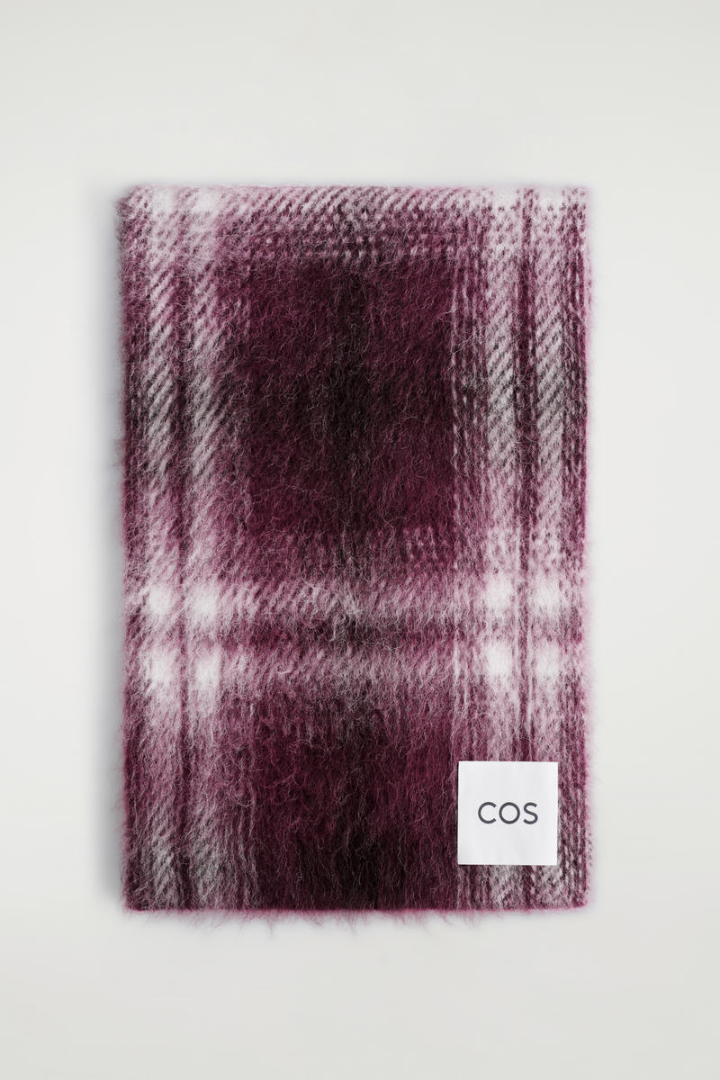 Cos Checked Alpaca-blend Scarf In Red