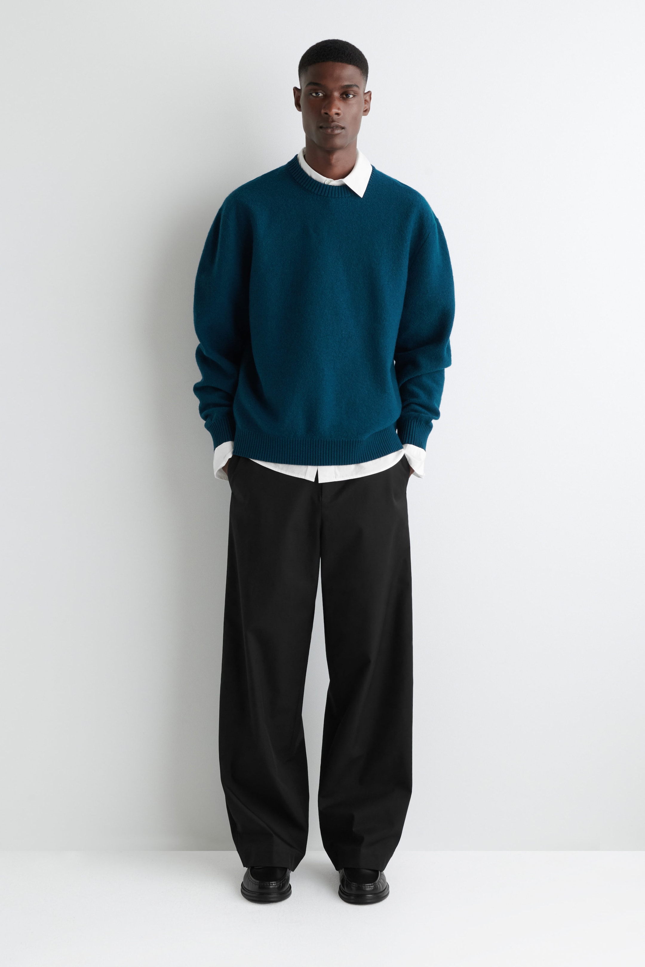 BOILED-WOOL CREW-NECK SWEATER