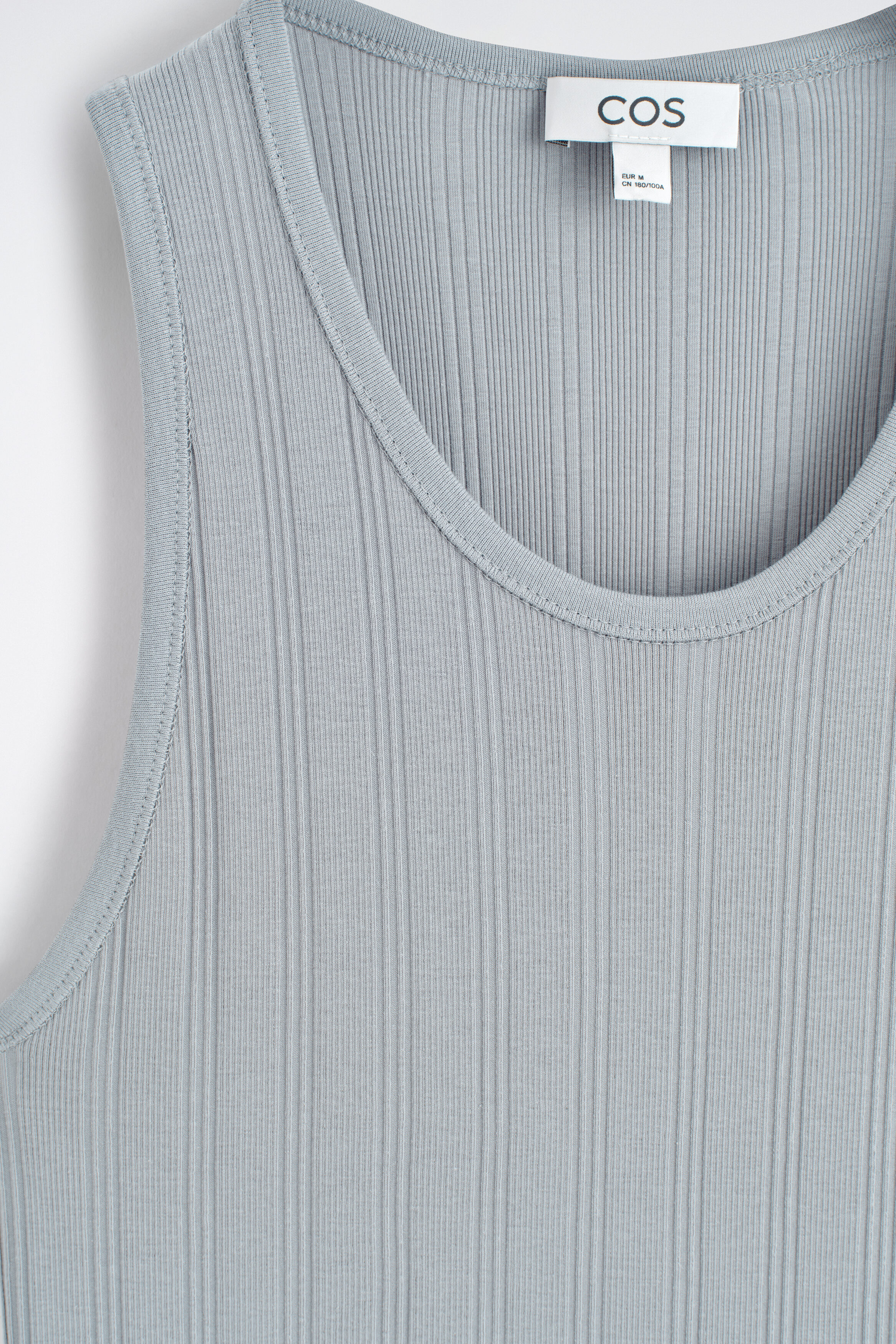 新品 COS SLIMMERINOWOOLTOP XS SLIM-FIT WIDE-RIB COTTON TANK TOP - GRAY | COS US