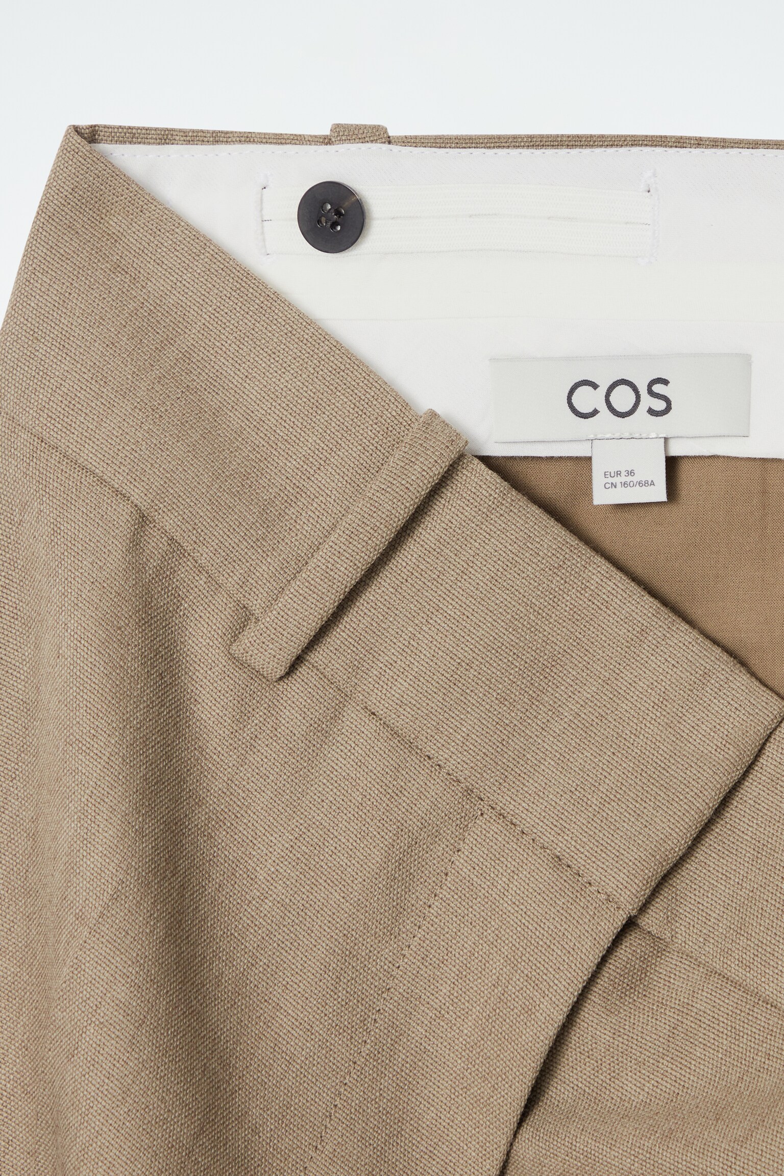 LONGLINE WOOL-BLEND TWILL SHORTS - BEIGE/BLACK - 2