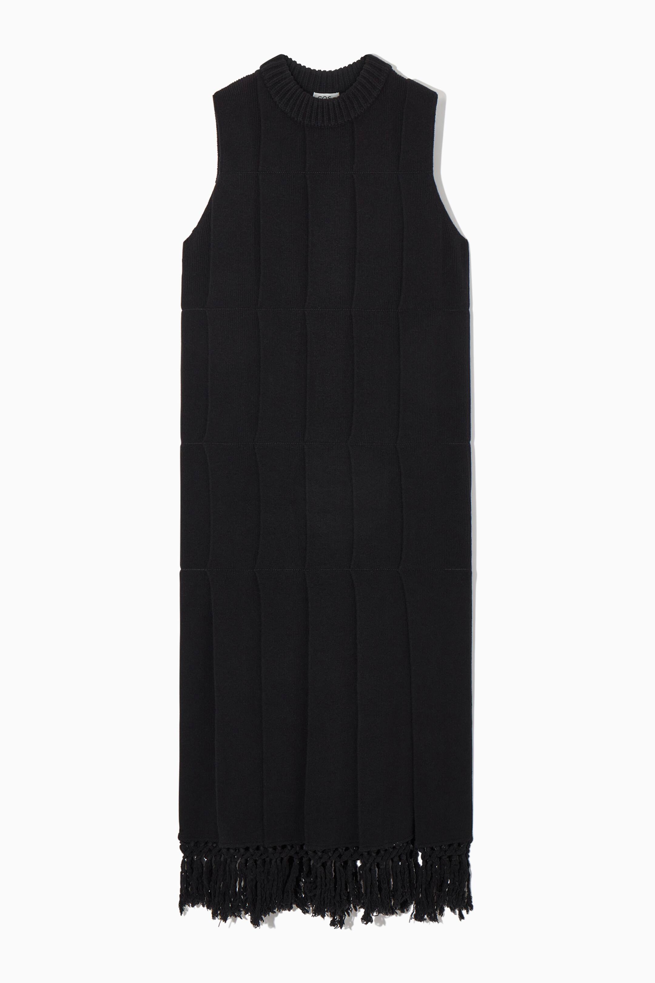 Näytä suurempi kuva: FRINGED PANELLED WOOL MIDI DRESS - BLACK - NAISET | H&M FI 1