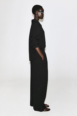 CRINKLED-JERSEY WIDE-LEG TROUSERS — BLACK 3