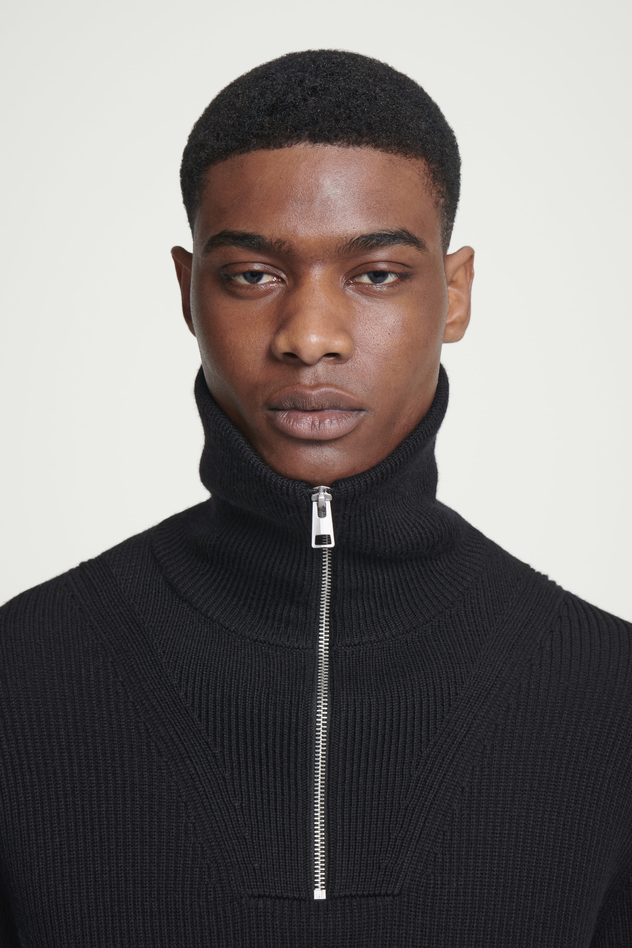 View larger image: MERINO WOOL HALF-ZIP JUMPER - BLACK / CREAM / STRIPED - Men | H&M GB 6