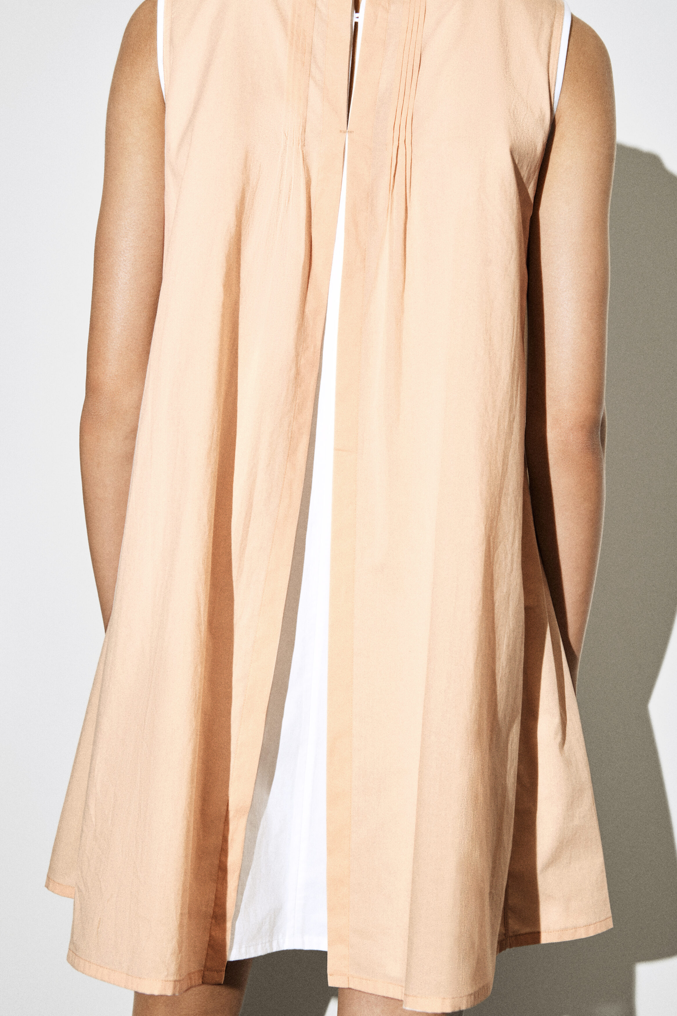 LAYERED PINTUCKED MINI DRESS - BEIGE | COS US