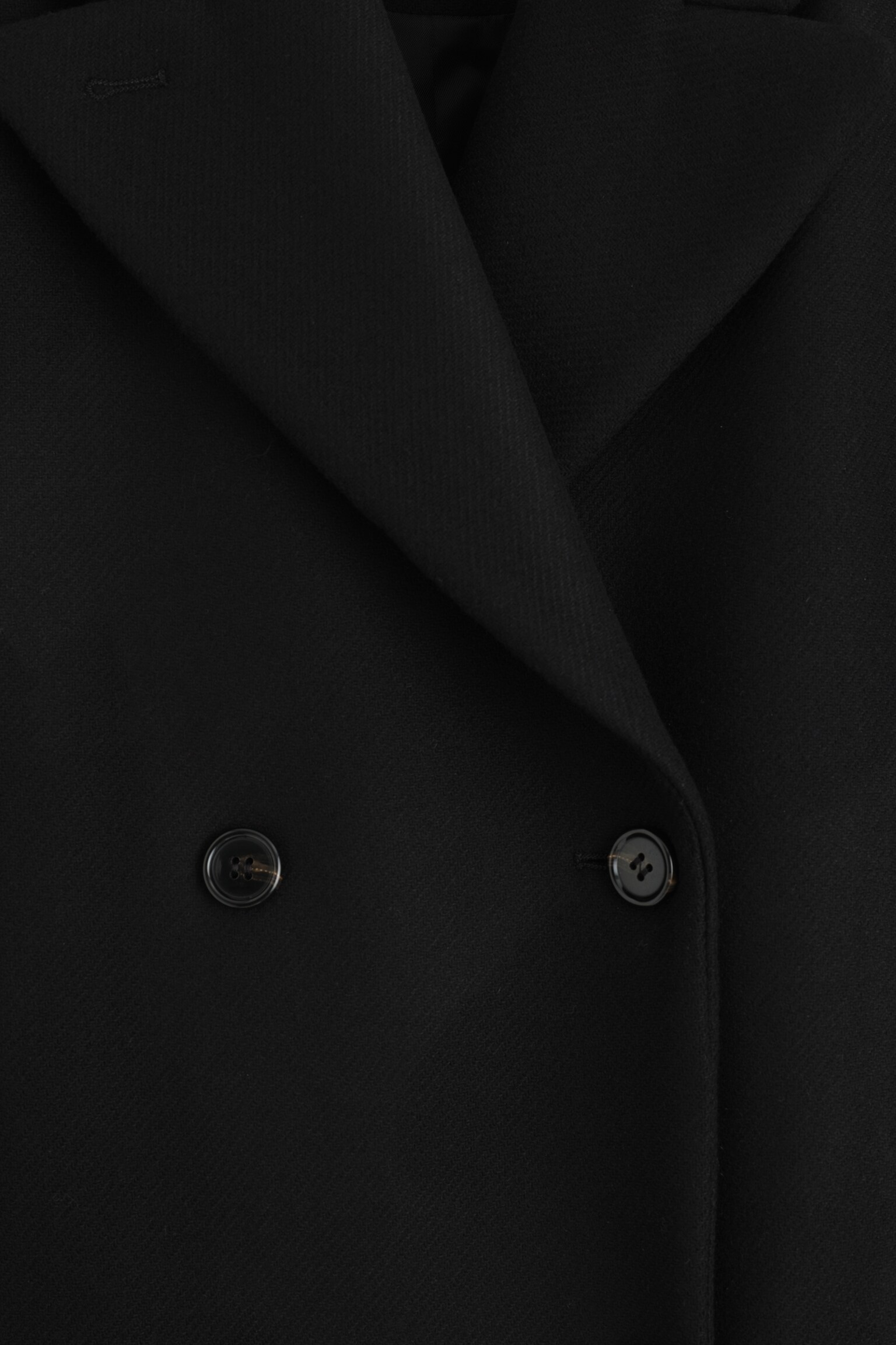 TAILORED DOUBLE-BREASTED WOOL COAT - BLACK - 5