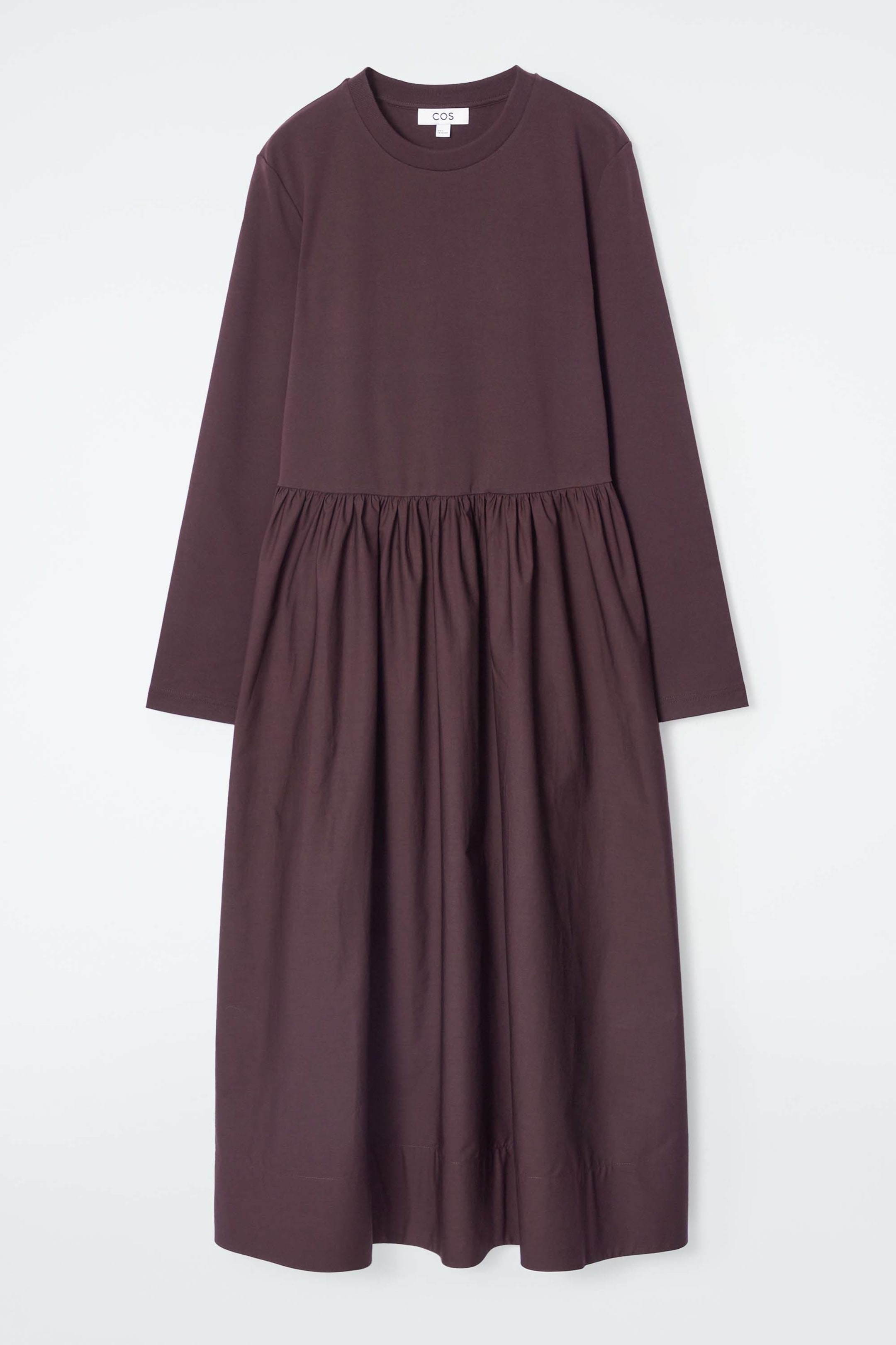 Ingrandisci l'immagine: CONTRAST-PANEL LONG-SLEEVED MIDI DRESS - BURGUNDY - DONNA | H&M CH 1