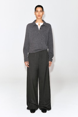 MERINO WOOL POLO SHIRT — GREY MÉLANGE 3