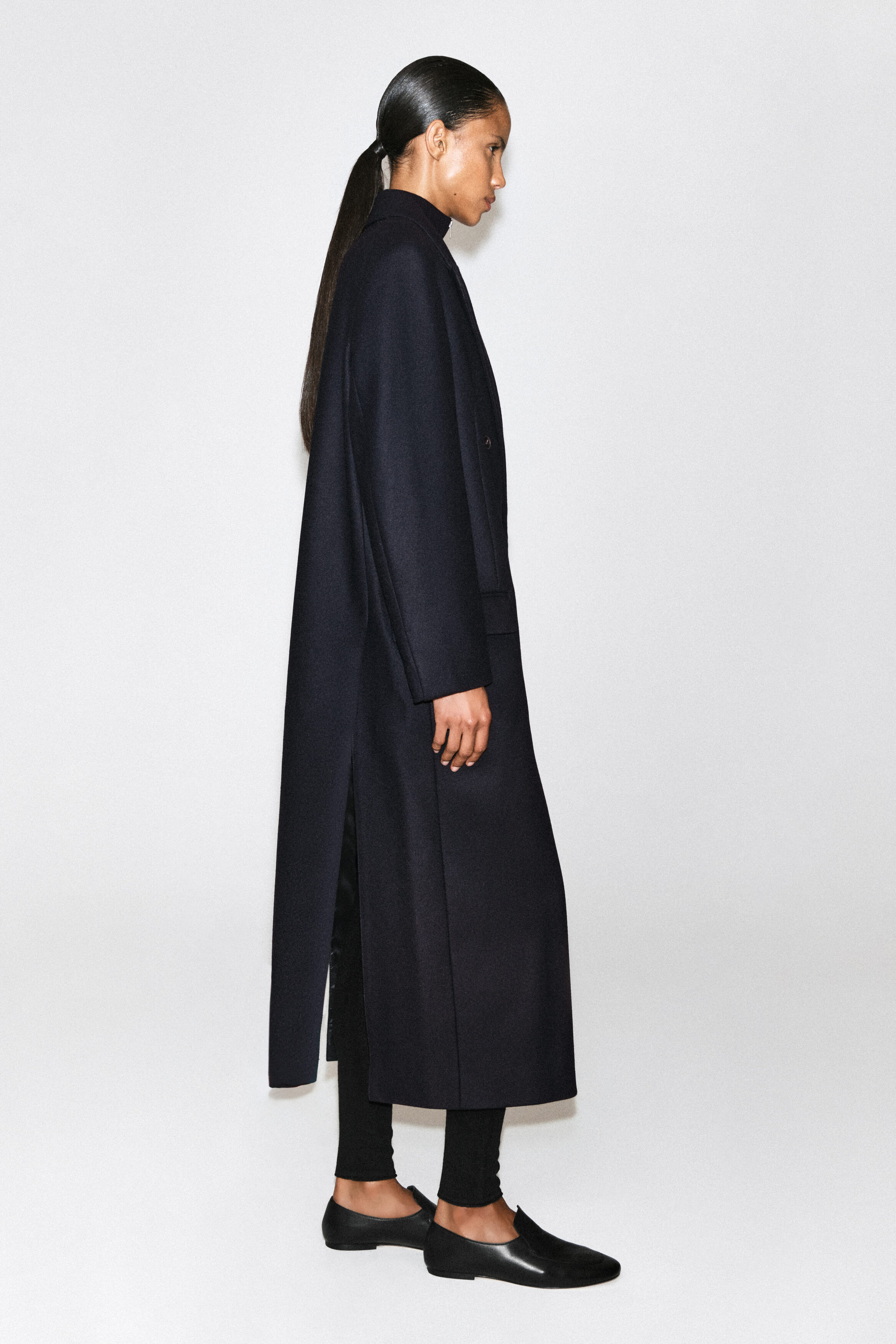 TAILORED WOOL DOUBLE-BREASTED LONG COAT - thumbnail 3