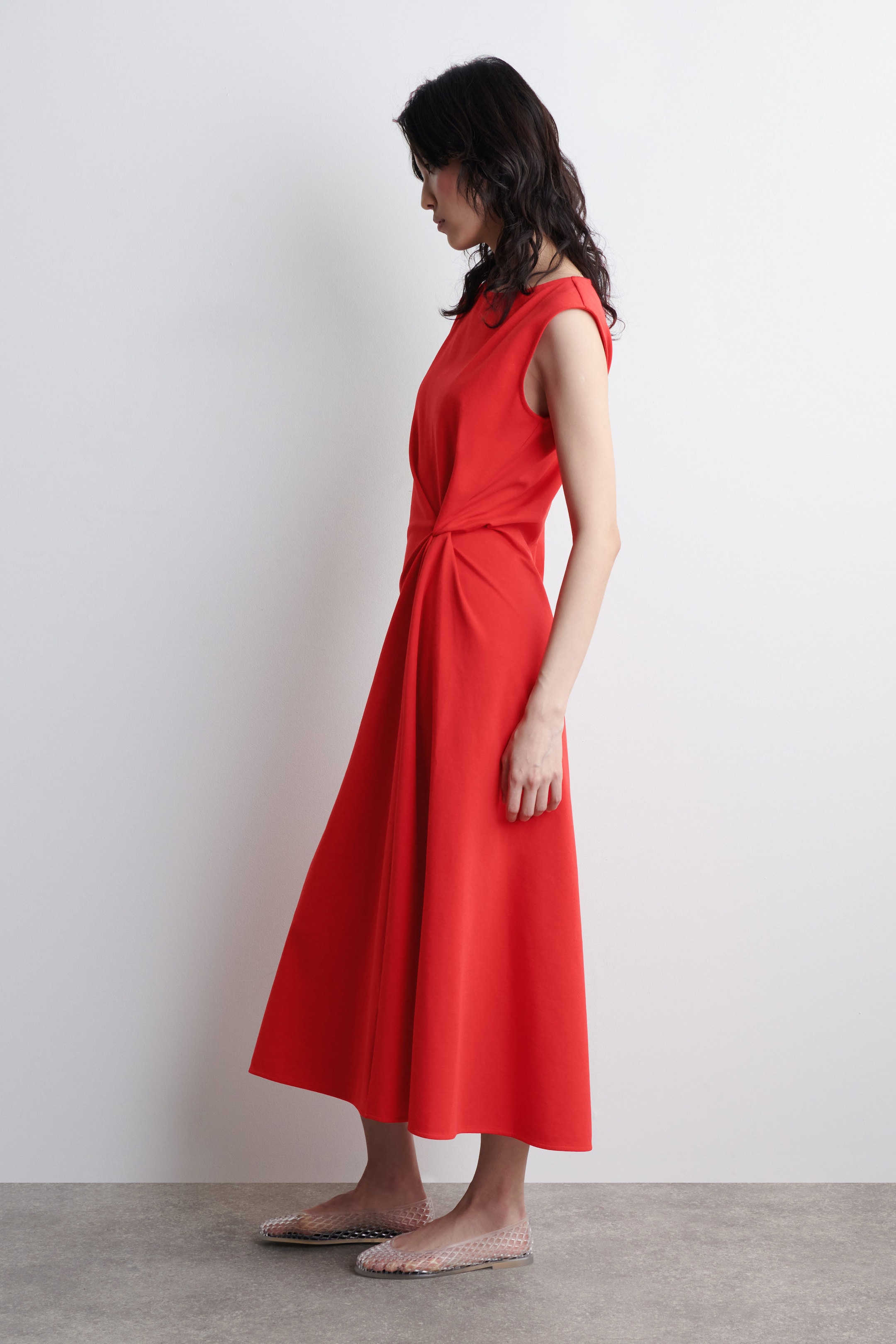 TWIST-DETAIL MIDI DRESS