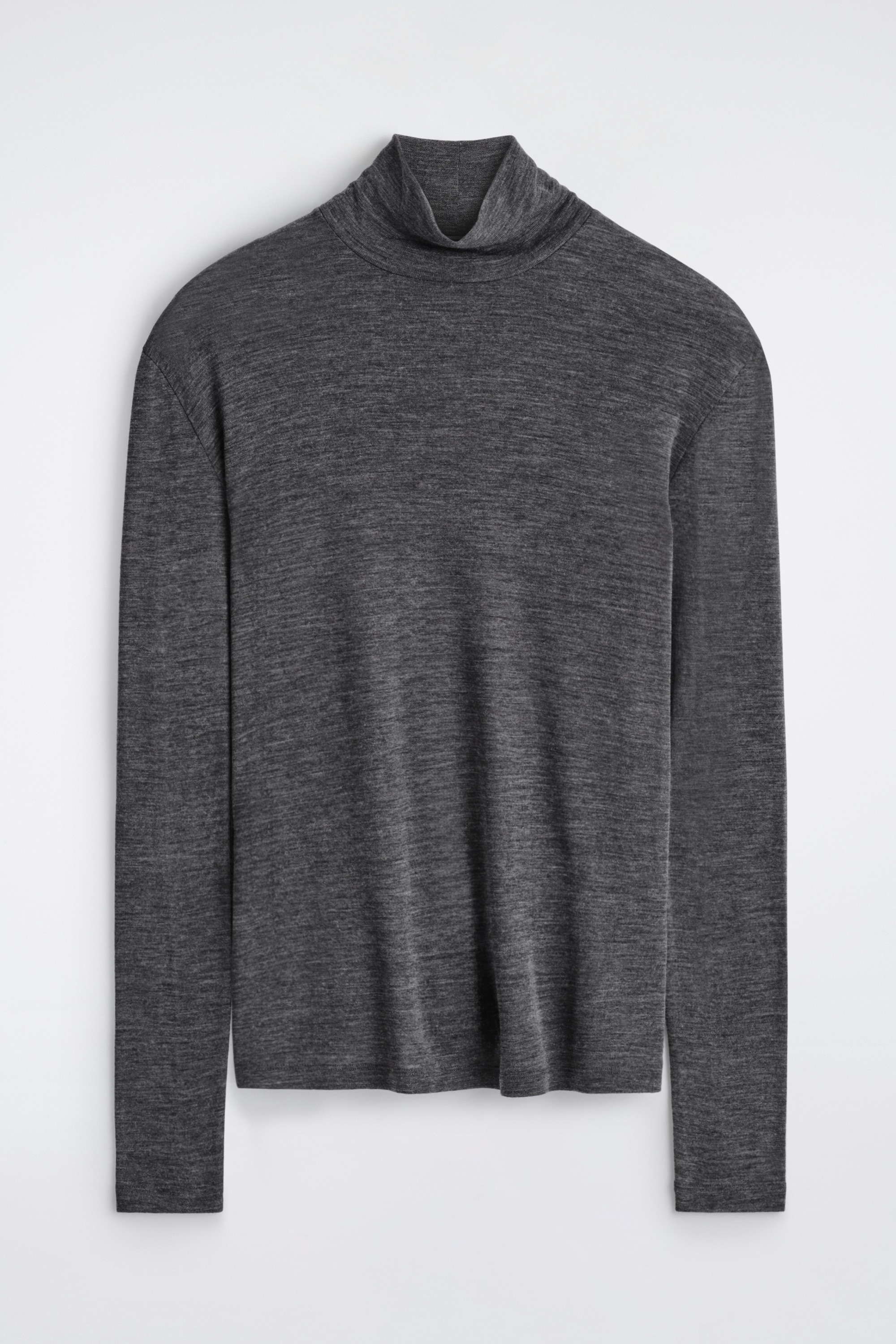 HAUT À COL ROULÉ SLIM EN JERSEY DE LAINE - GRIS FONCÉ/NOIR/BRUN FONCÉ