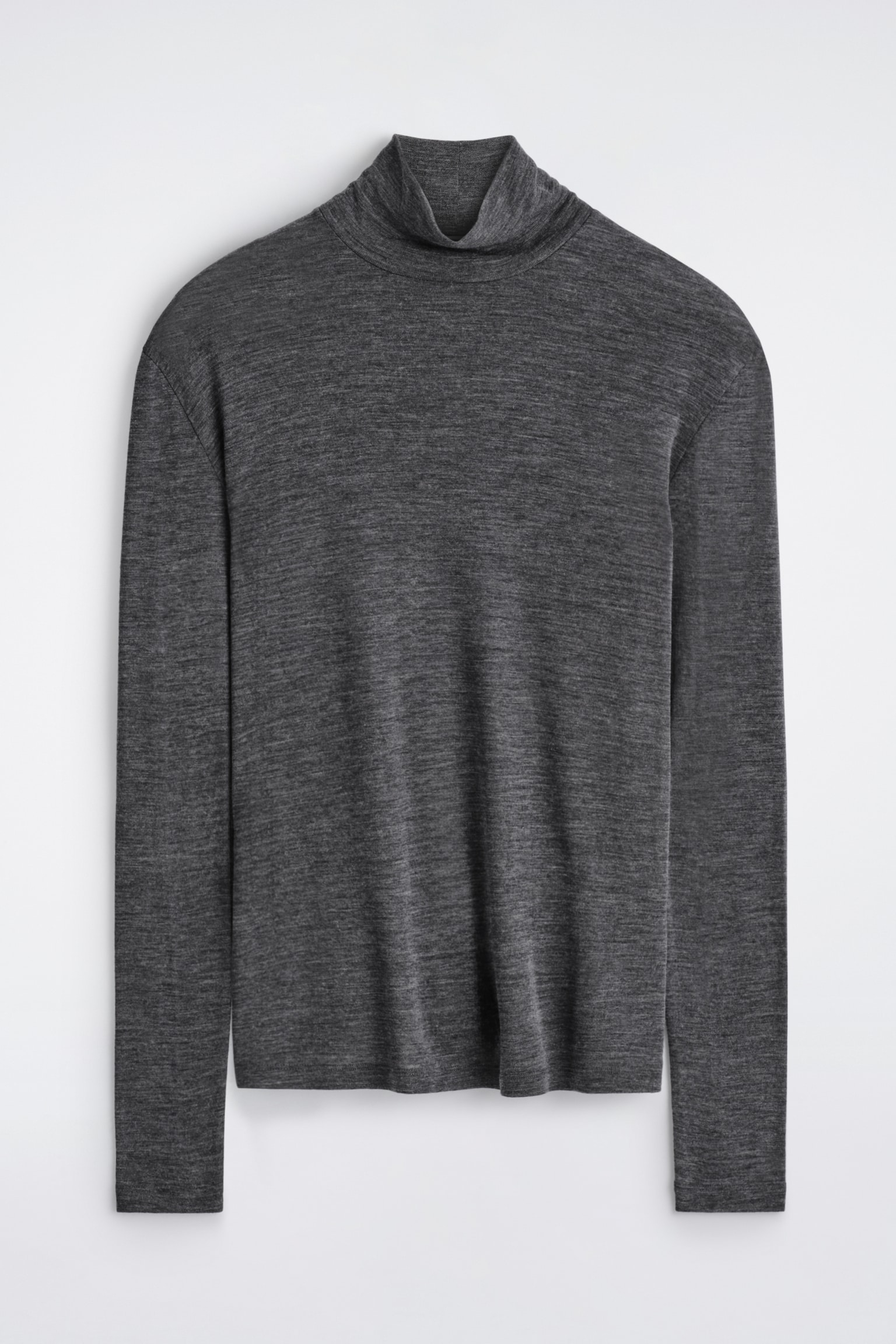 HAUT À COL ROULÉ SLIM EN JERSEY DE LAINE - GRIS FONCÉ/BRUN FONCÉ/NOIR - 2