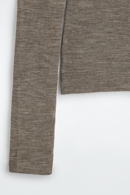 MERINO WOOL TURTLENECK TOP — DARK BEIGE 8