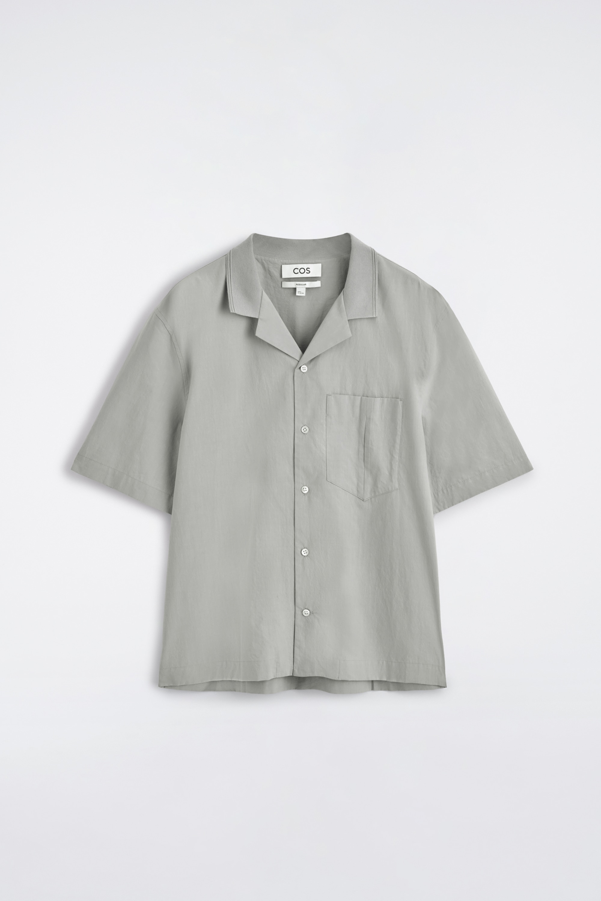 BAUMWOLLBLUSE MIT REVERS-KRAGEN - Hellgrau/SCHWARZ