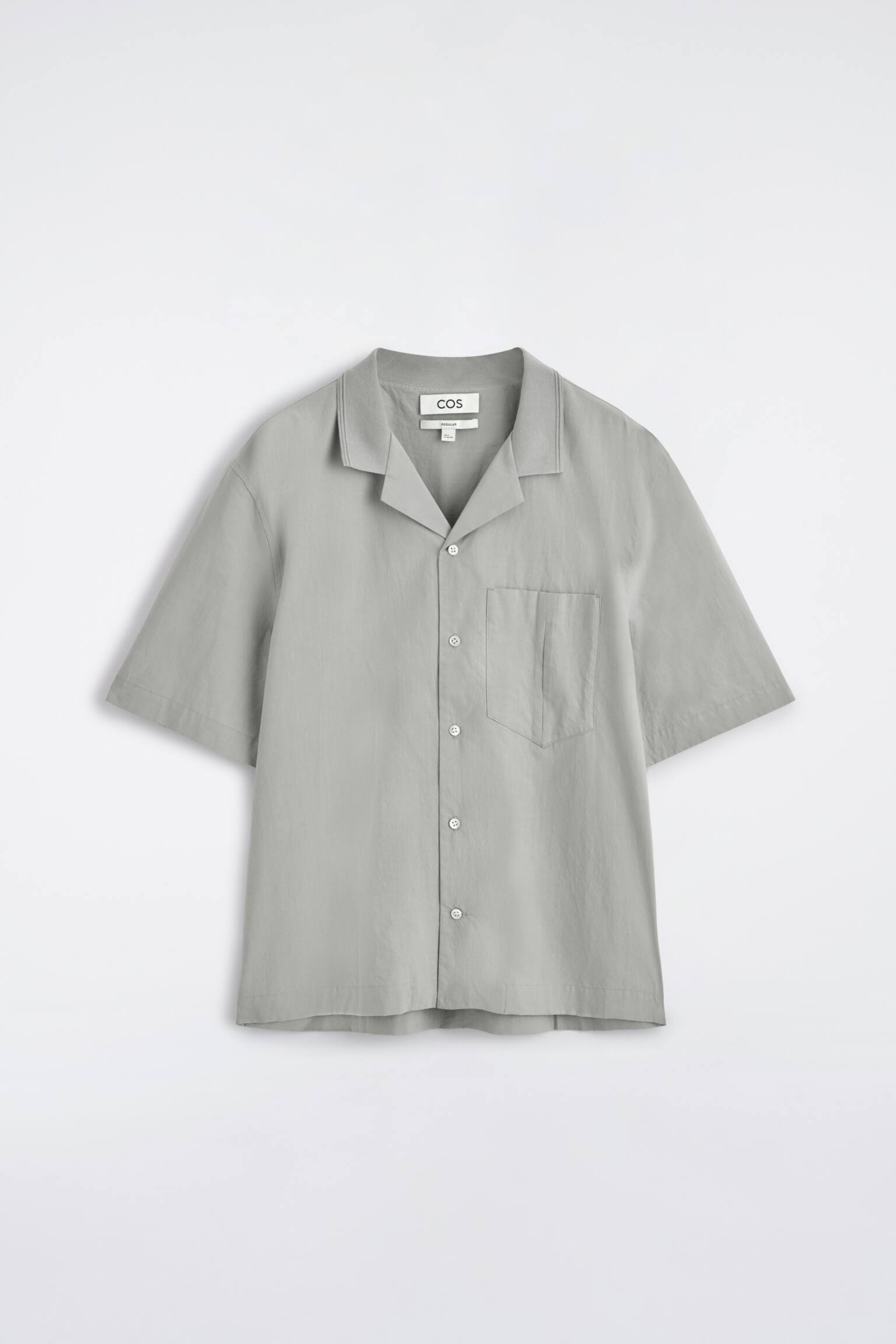 Bavlněná košile s camp límečkem - SVĚTLE ŠEDÁ/ČERNÁ - 2