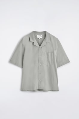 CAMP-COLLAR COTTON SHIRT — LIGHT GRAY 7