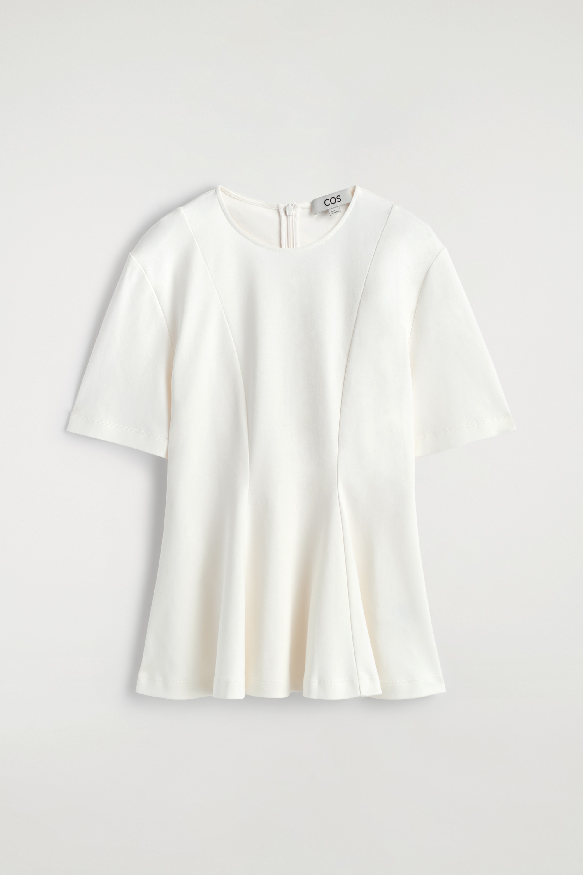 Getailleerd katoenen T-shirt - WIT/KOBALTBLAUW