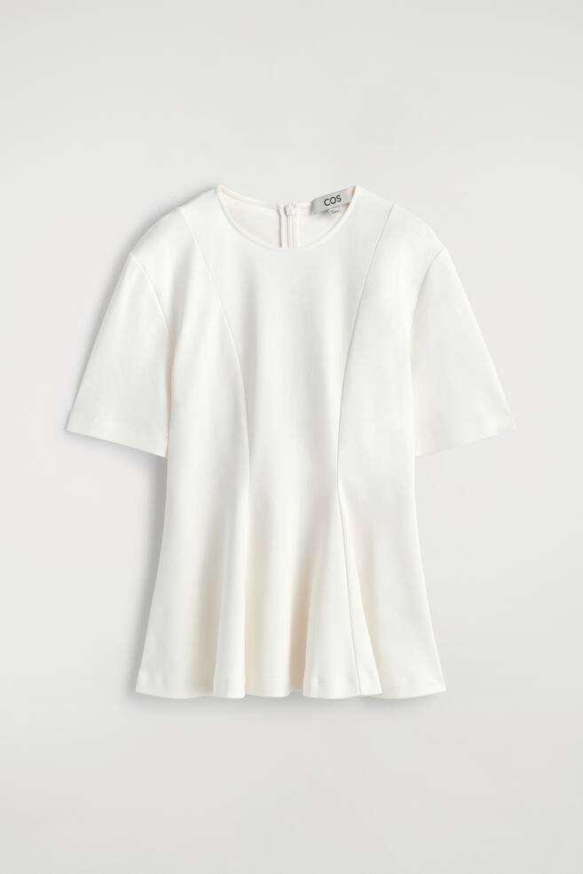 Getailleerd katoenen T-shirt - WIT/KOBALTBLAUW - 1