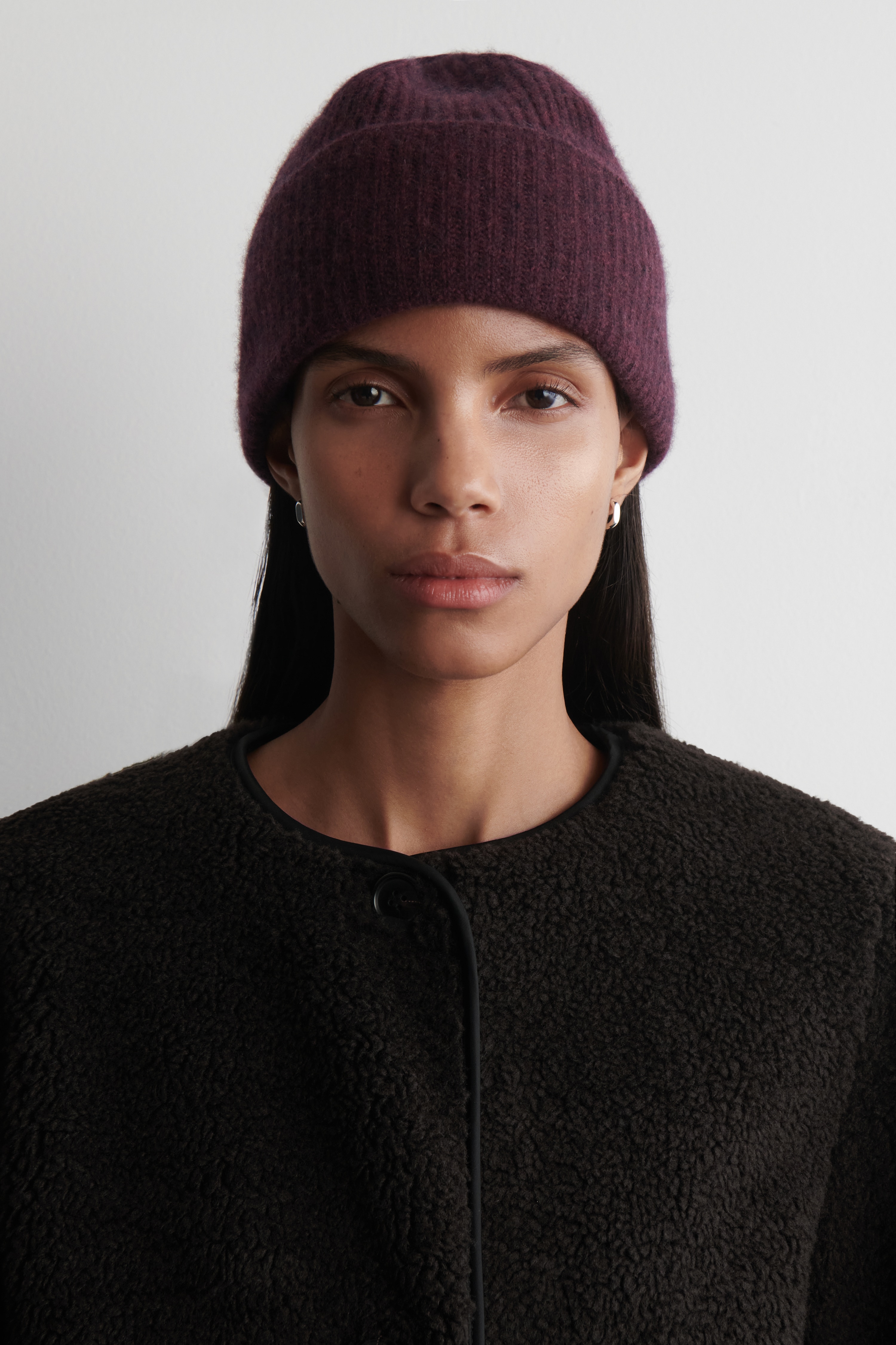 BEANIE AUS WOLL-KASCHMIR-MIX - BORDEAUX MELIERT/BEIGE MELIERT/NAVYBLAU