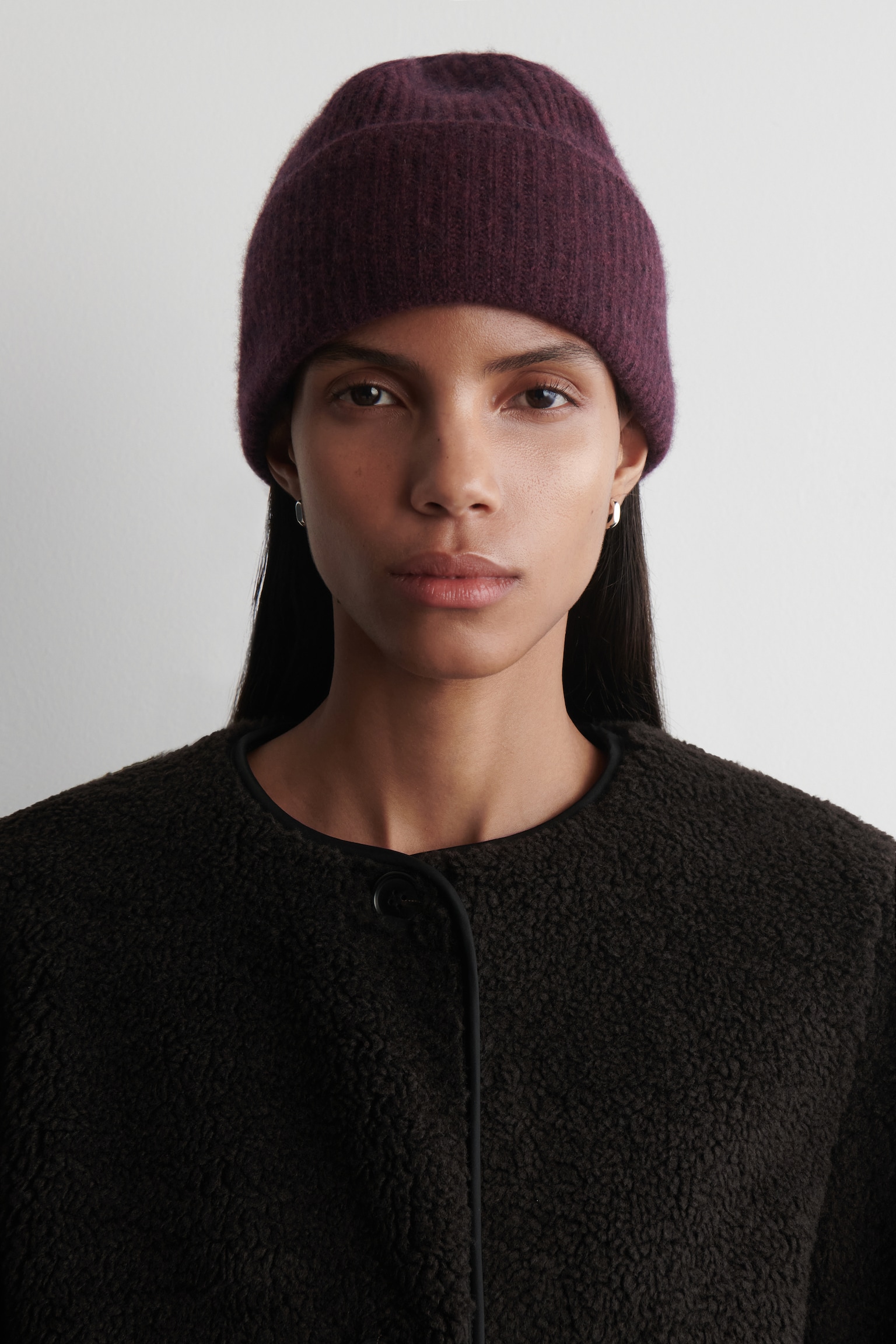 BONNET EN LAINE-CACHEMIRE - BORDEAUX CHINÉ/BEIGE CHINÉ - 1