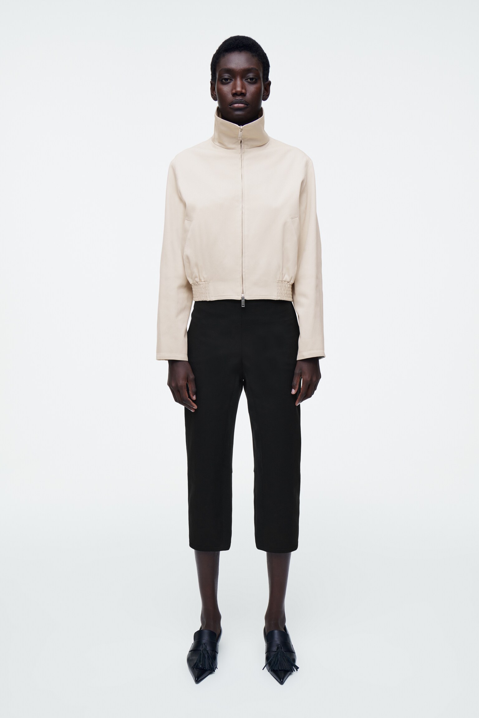 BLOUSON À COL CHEMINÉE - BEIGE CLAIR - 9