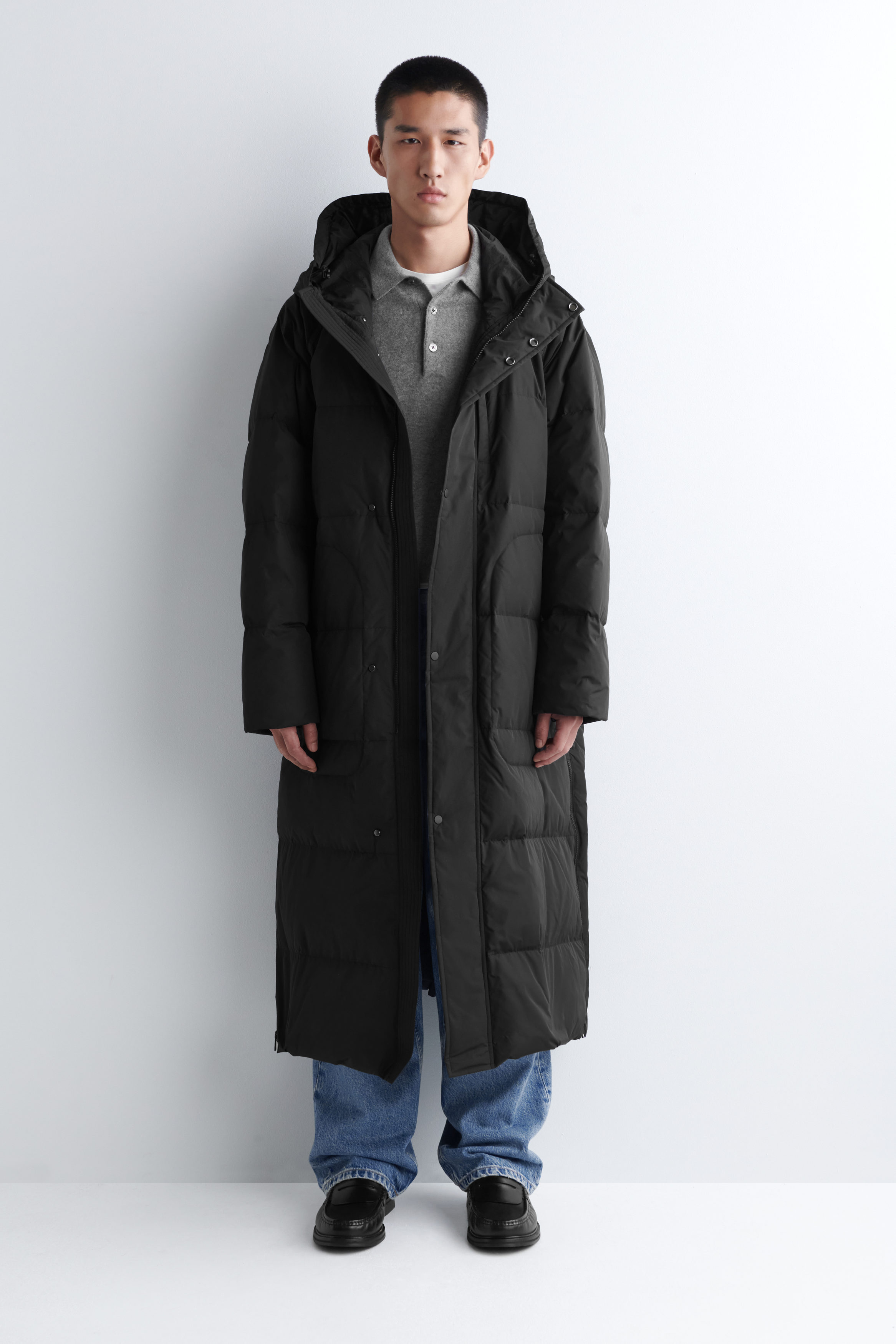 HOODED DOWN LONG PUFFER COAT BLACK COS