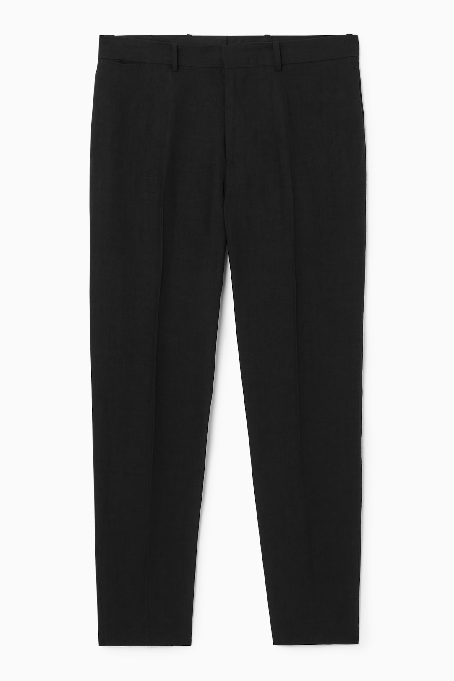 LINEN TAPERED TROUSERS - BLACK