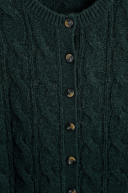 CABLE-KNIT PURE CASHMERE CARDIGAN — DARK GREEN 6