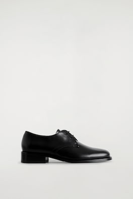 LEATHER DERBY SHOES — BLACK 3