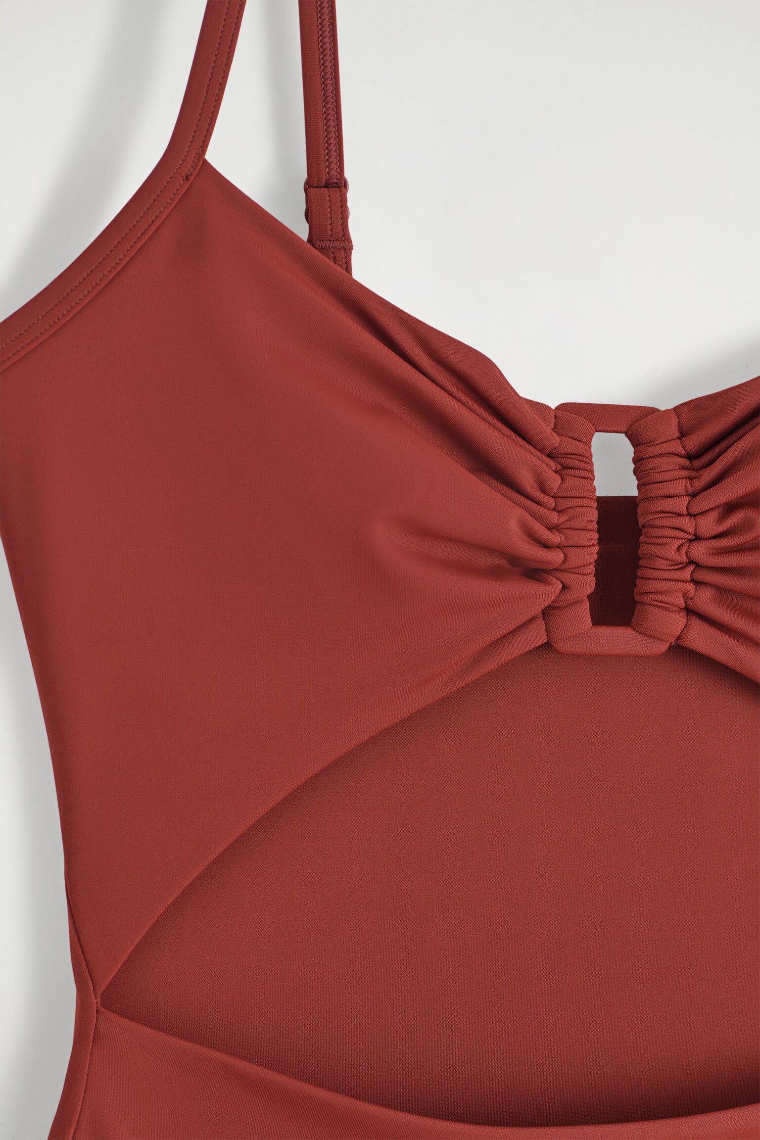 GATHERED CUTOUT SWIMSUIT - RUST RED/NAVY - 4