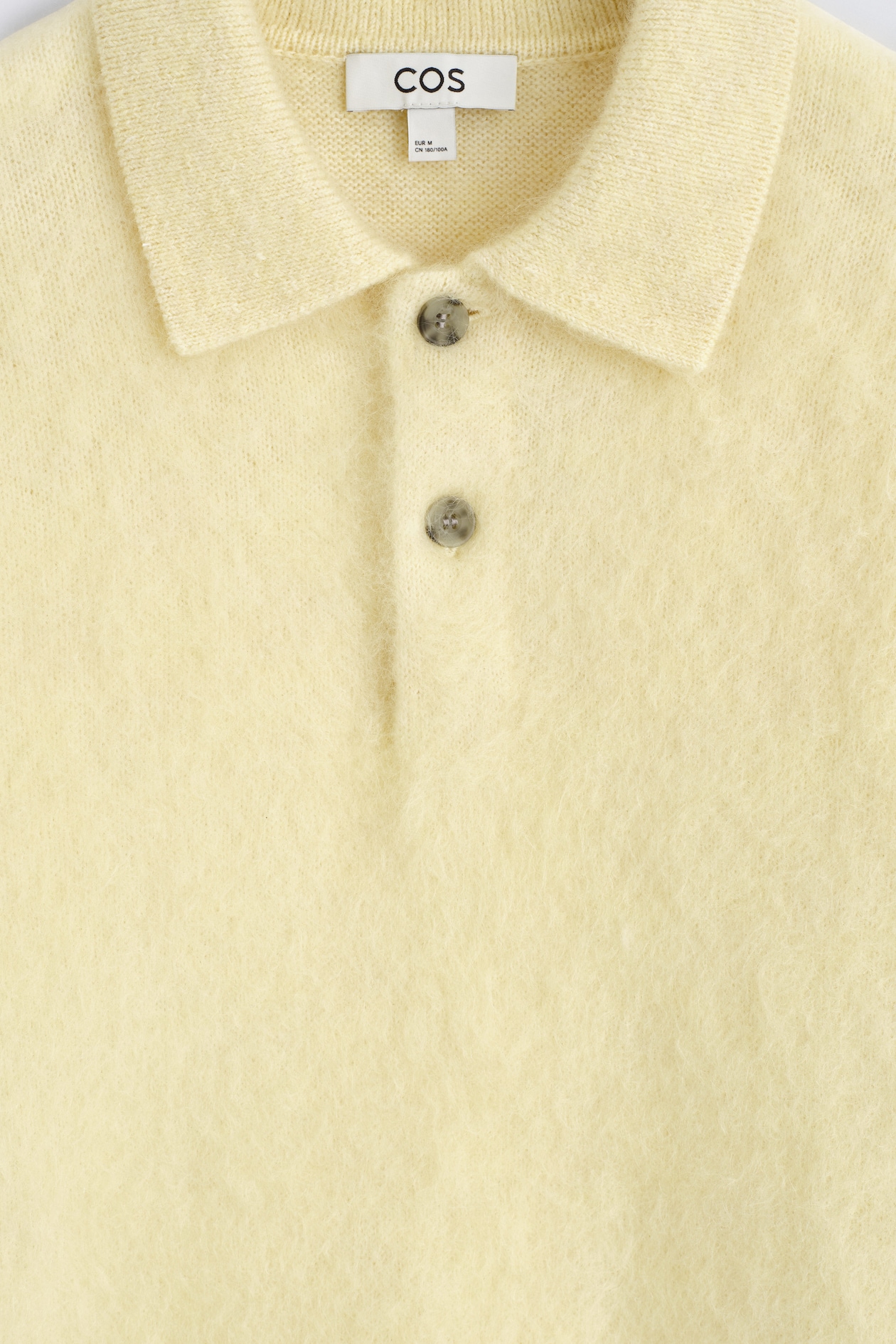 BRUSHED MOHAIR-BLEND POLO SWEATER - PALE YELLOW | COS US
