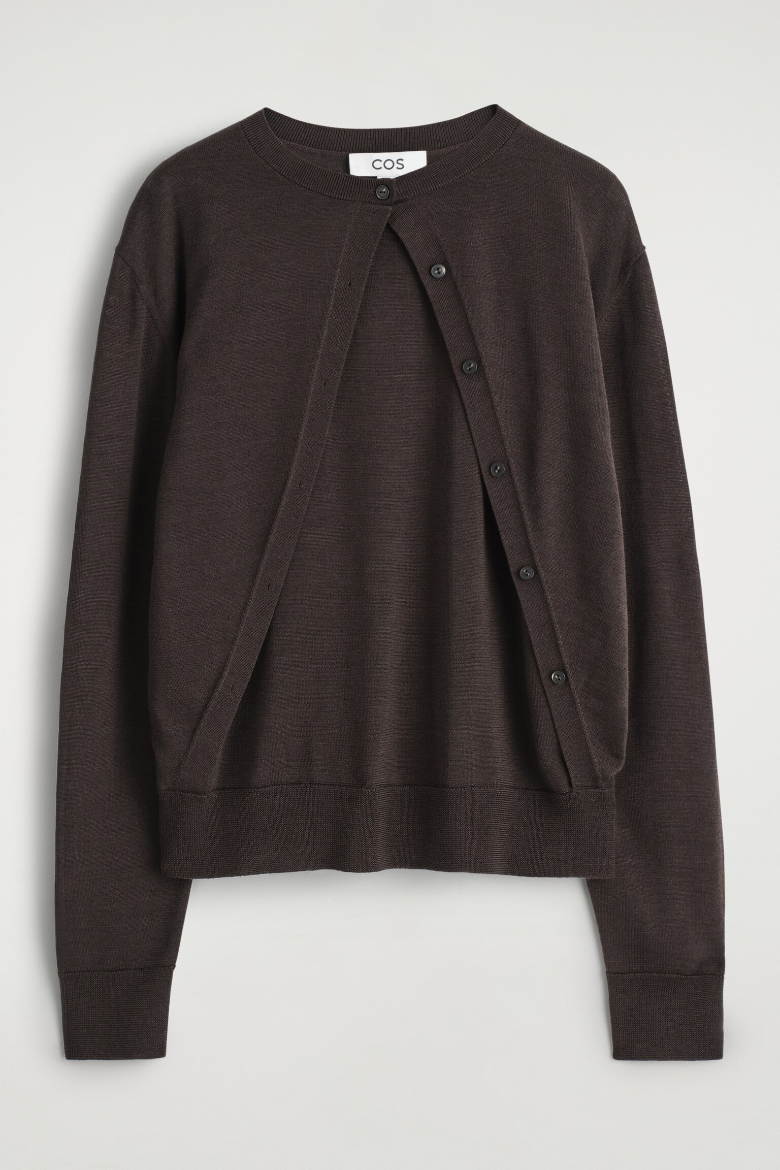 MEHRLAGIGE STRICKJACKE AUS MERINOWOLLE - DUNKELBRAUN - 2