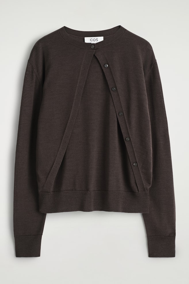 MEHRLAGIGE STRICKJACKE AUS MERINOWOLLE - DUNKELBRAUN - 1